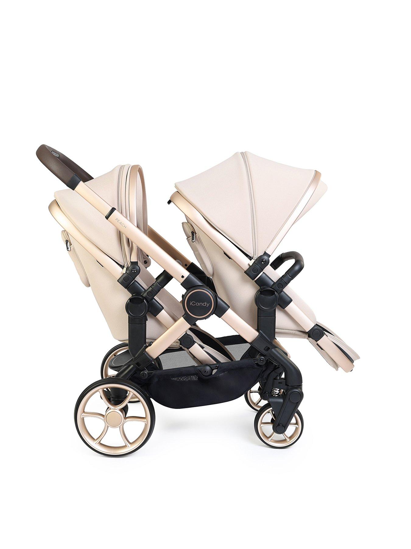  image of icandy-peach-8-twin-complete-pushchair-editions-bundle-biscotti