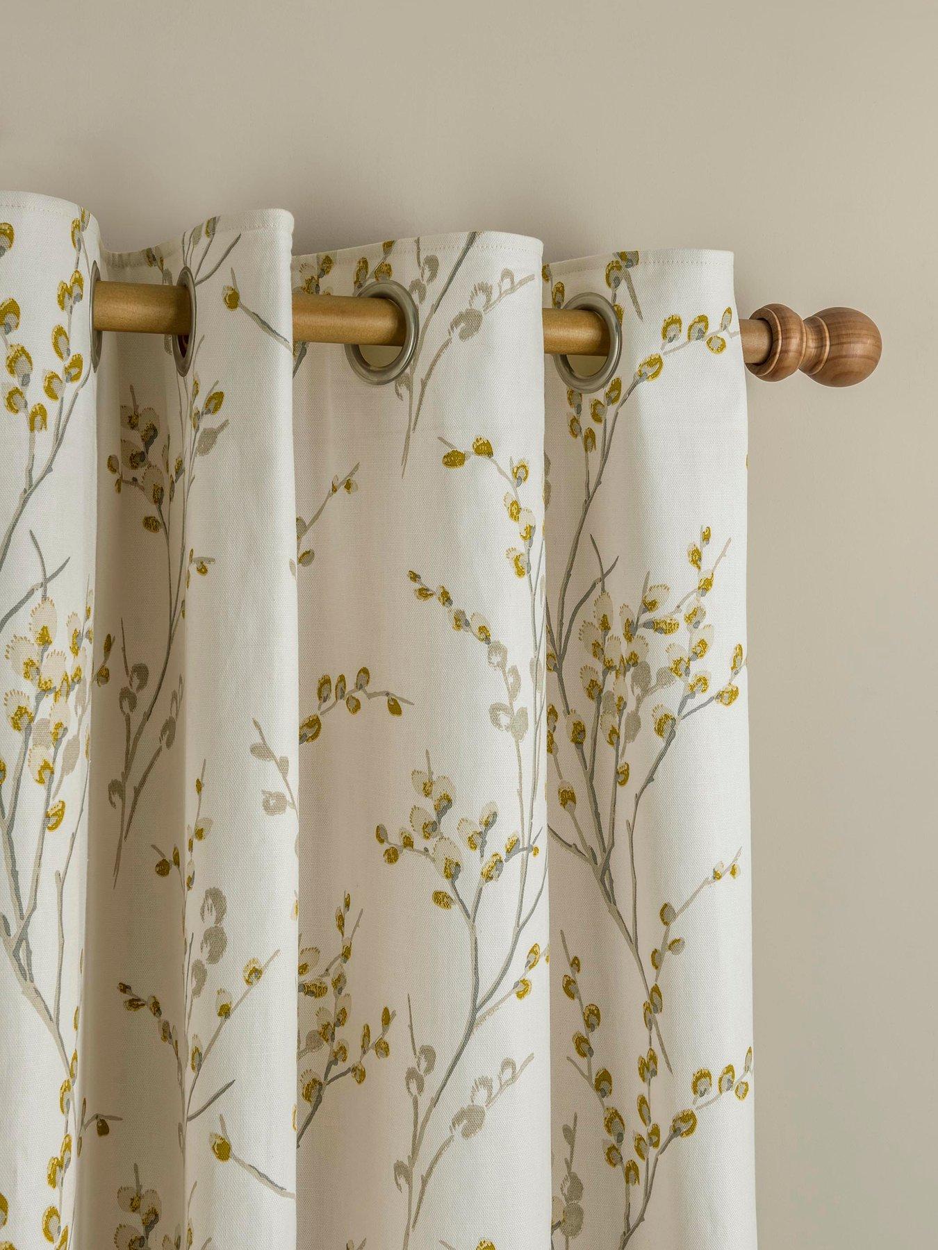 Image 2 of 2 of Laura Ashley Pussy Willow Lined Eyelet Curtains Ochre