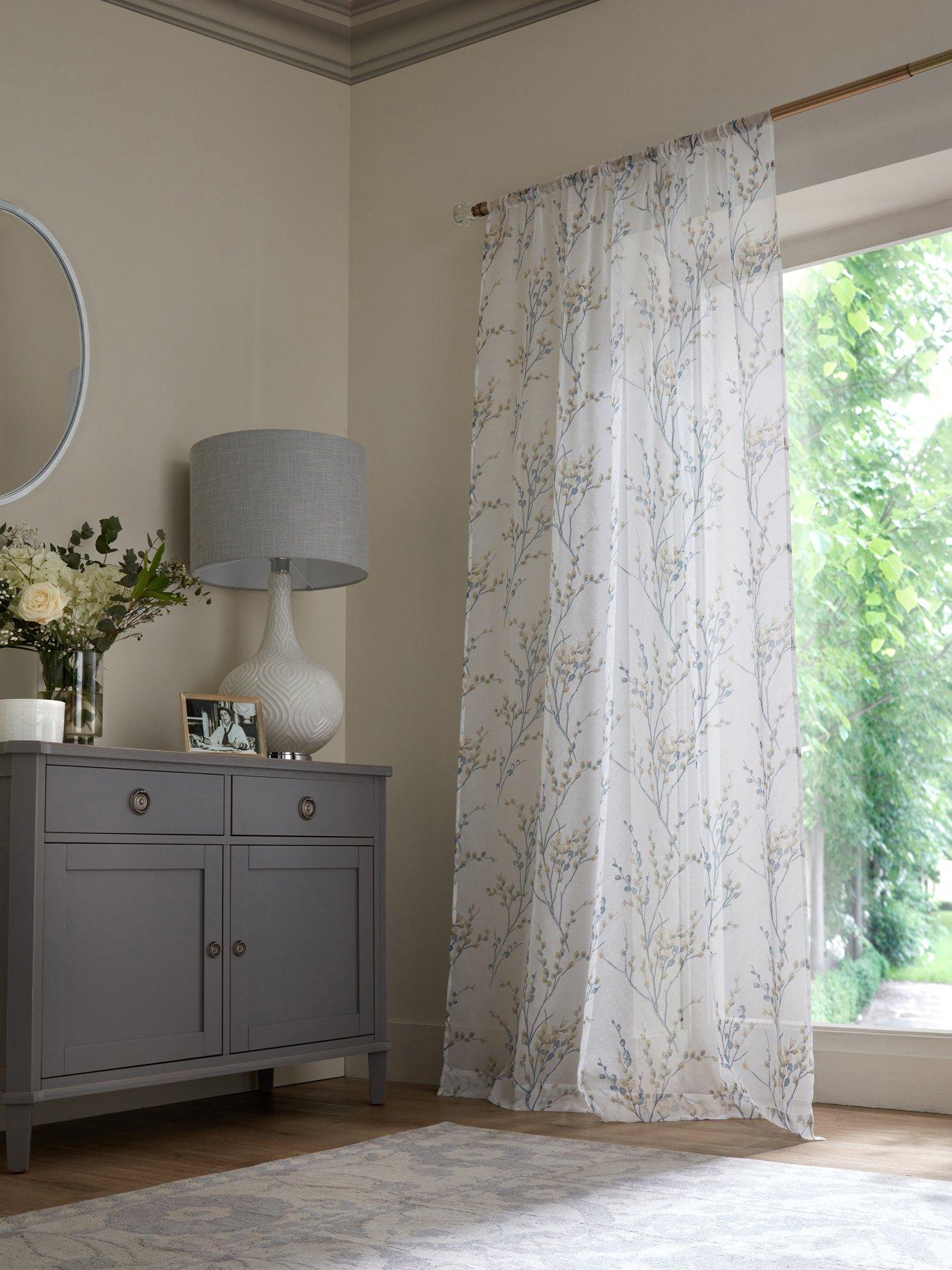 Laura Ashley Pussy Willow Voile Curtains Seaspray