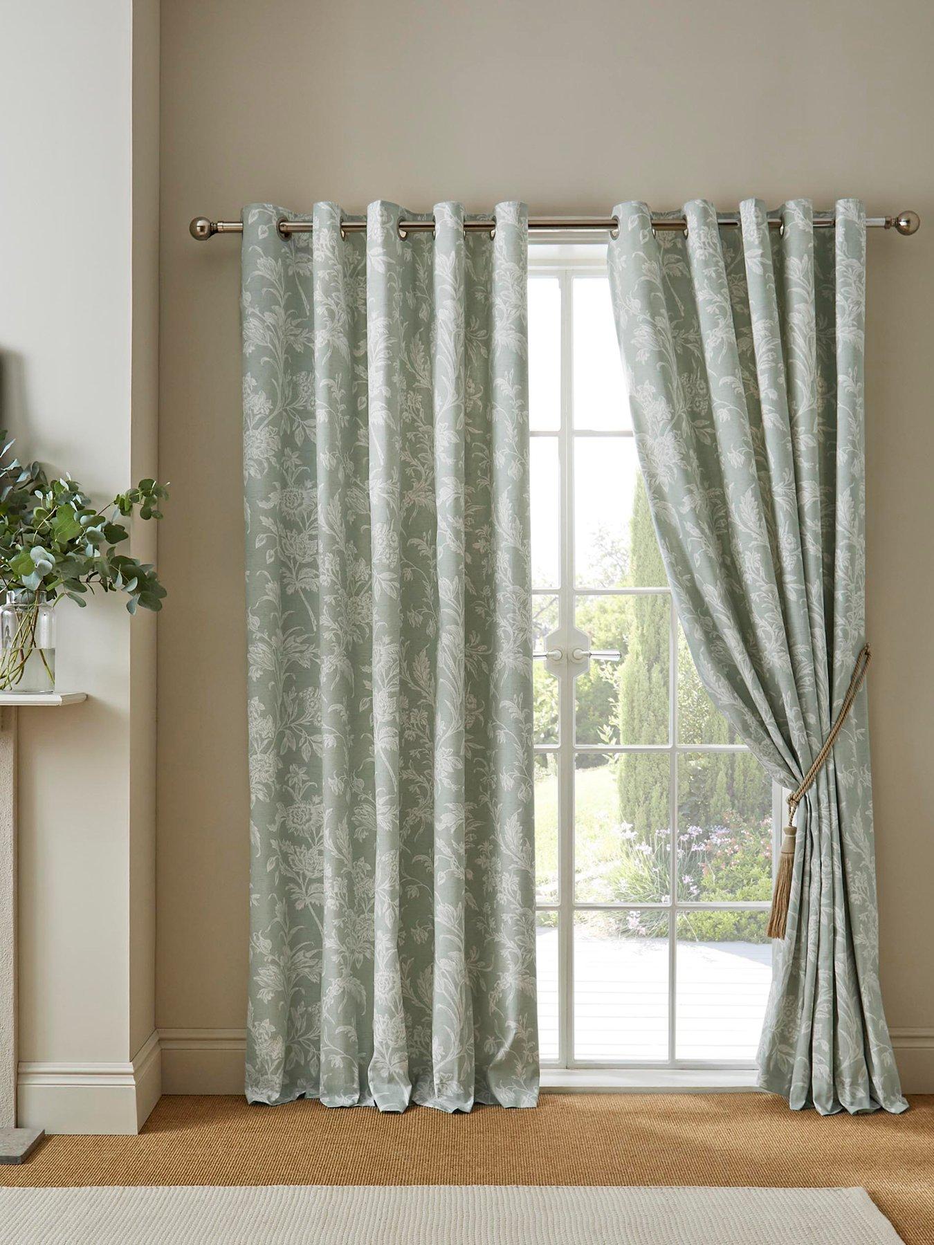 Image 1 of 2 of Laura Ashley Lloyd Lined Eyelet Curtains Sage