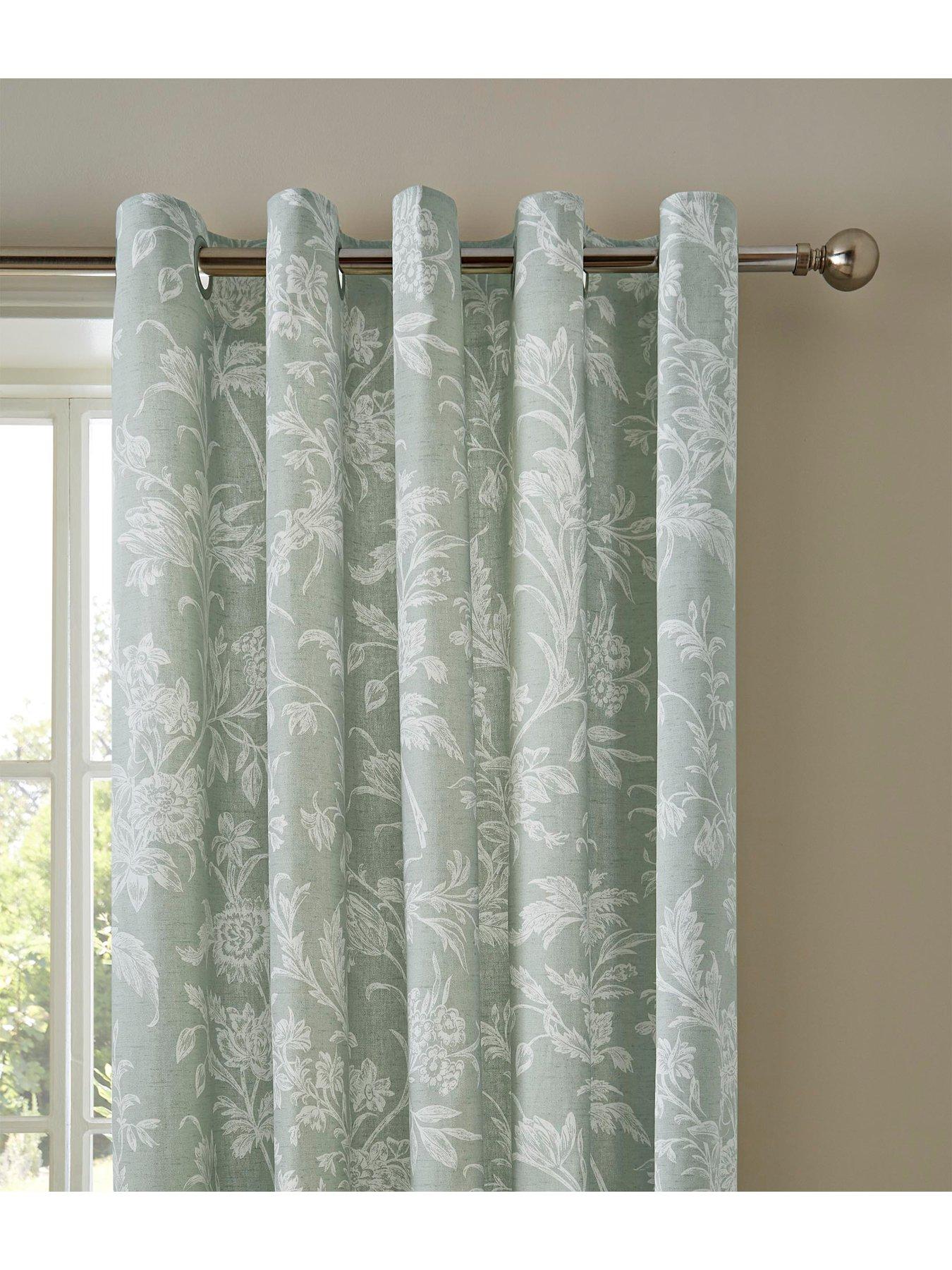 Image 2 of 2 of Laura Ashley Lloyd Lined Eyelet Curtains Sage