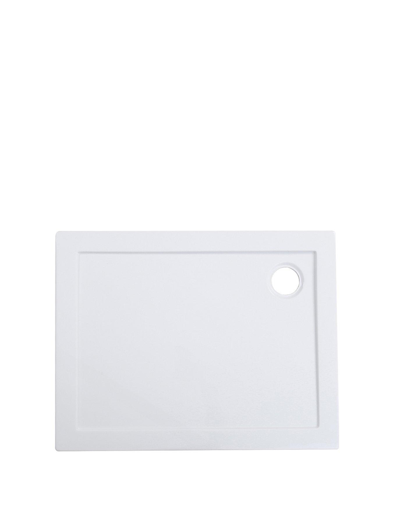  image of living-and-home-white-rectangle-acrylic-shower-tray-w-1000-x-h-800-mm