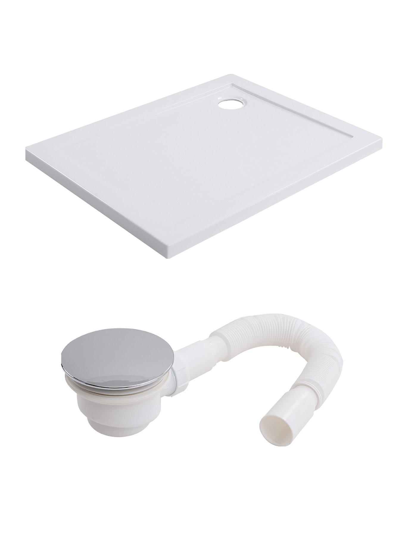  image of living-and-home-white-rectangle-acrylic-shower-tray-w-1000-x-h-800-mm