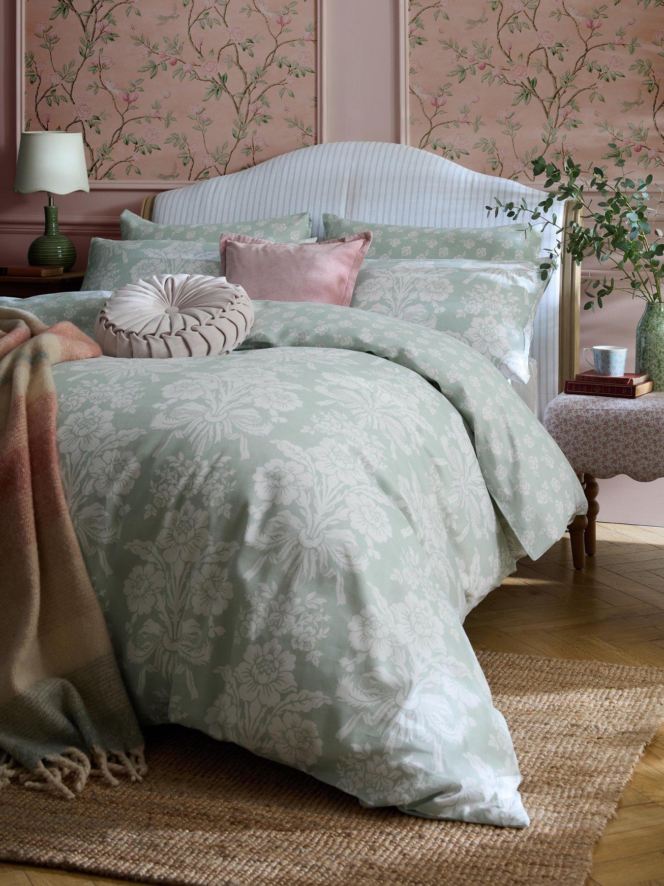 Image 1 of 7 of Laura Ashley Tatton Quilt Set Duck Egg Green