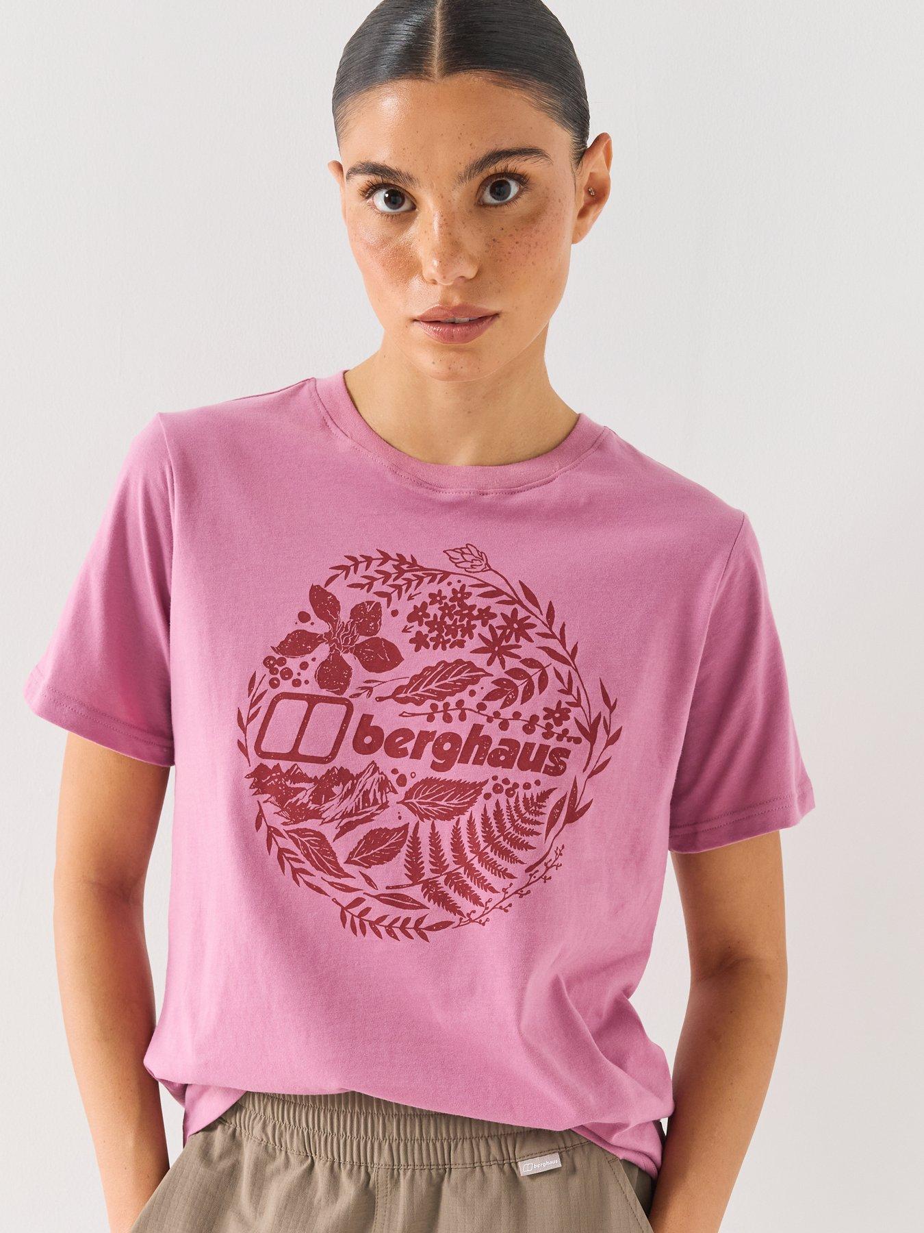 Image 1 of 6 of Berghaus Womens Foliage Logo Graphic Cotton T-Shirt - Pink