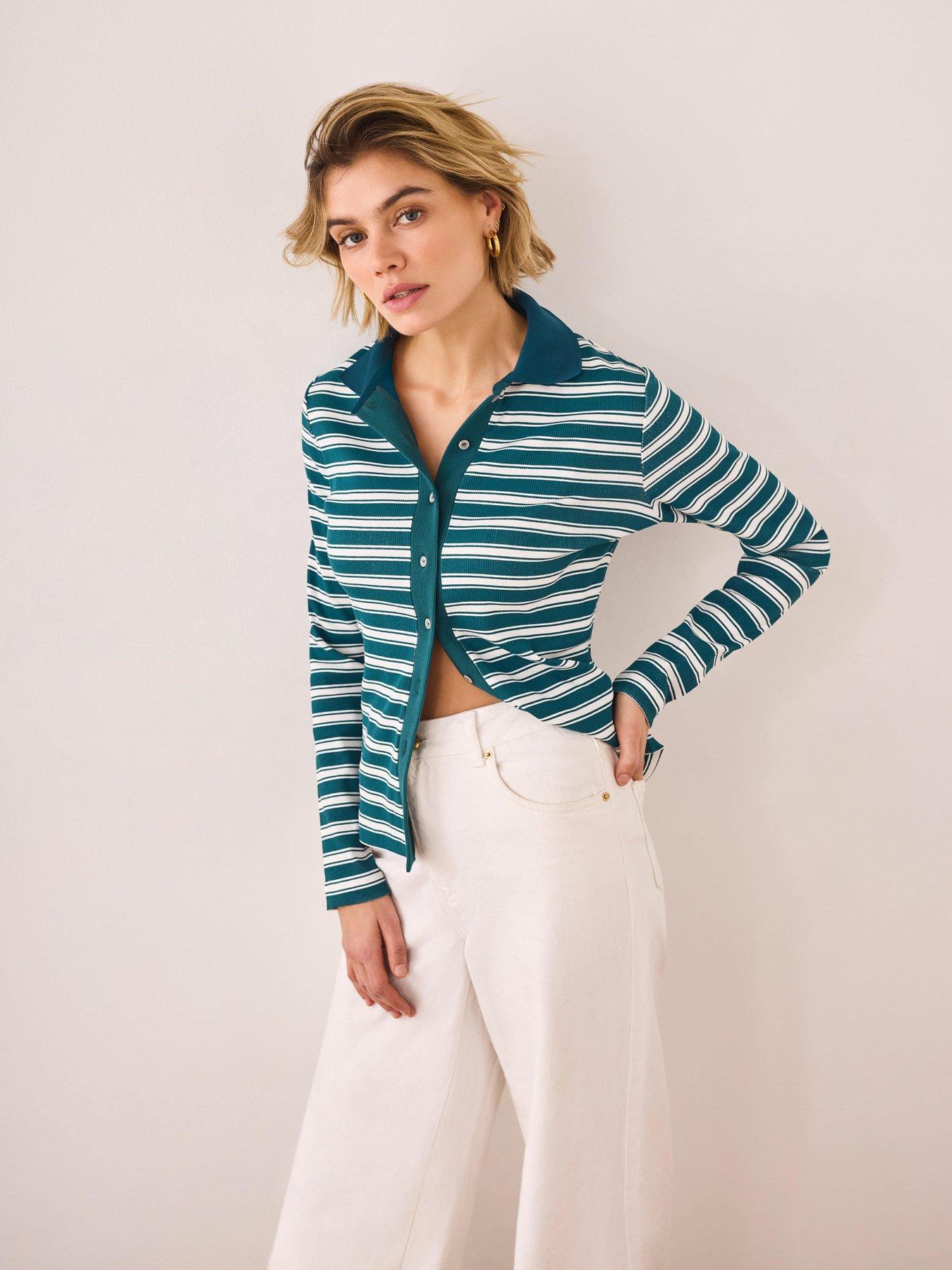 Mint Velvet Green Stripe Polo Top
