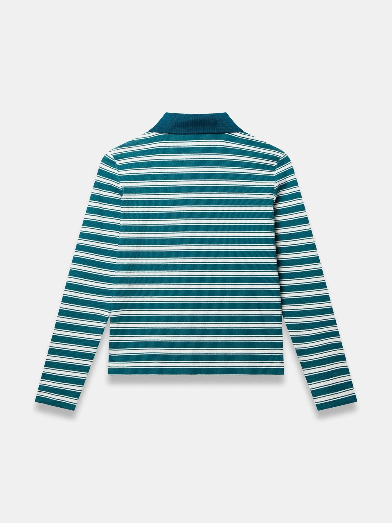  image of mint-velvet-stripe-polo-top-green