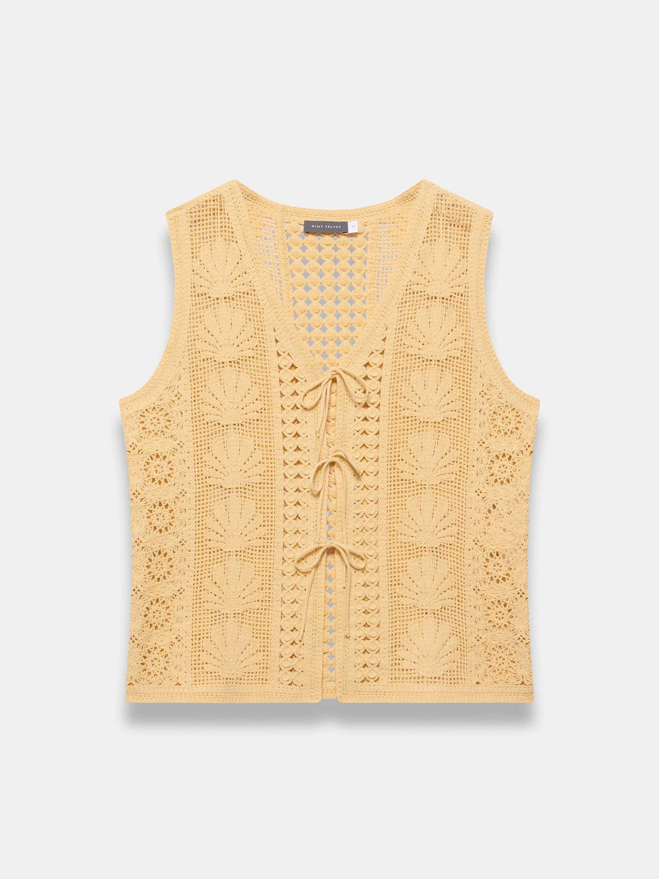 Image 5 of 6 of Mint Velvet Shell Crochet Top - Yellow