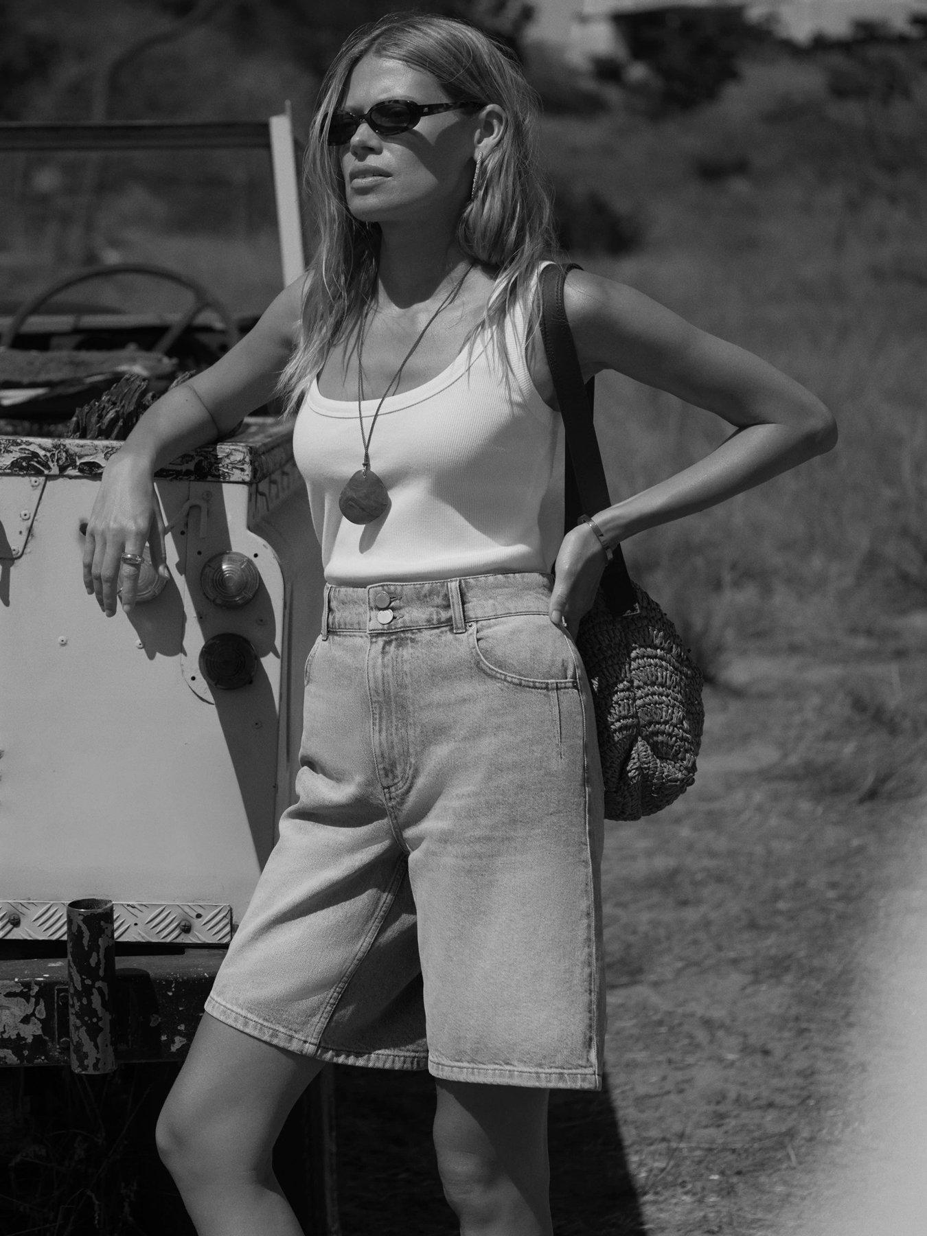  image of mint-velvet-indigo-mid-length-short-blue