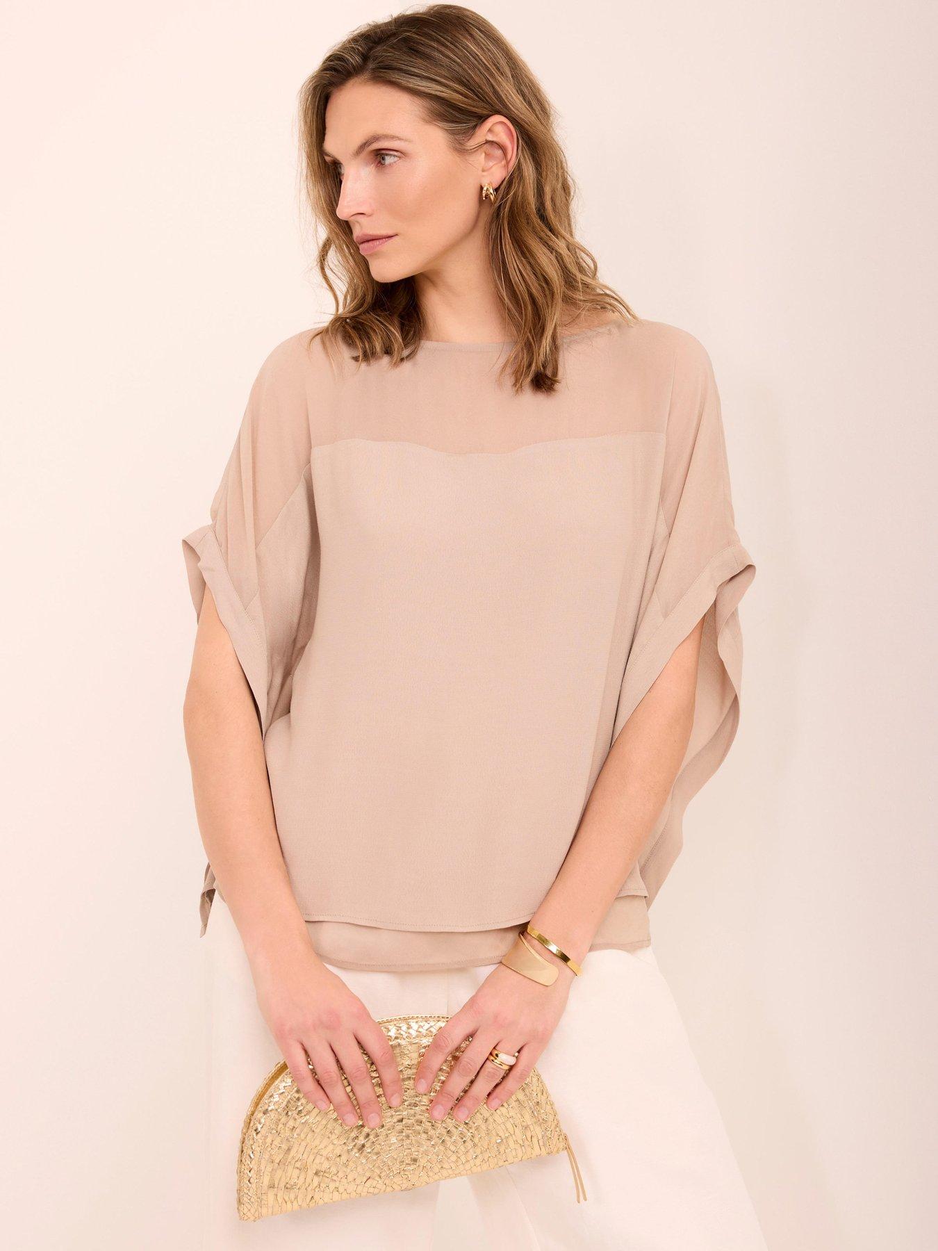 Mint Velvet Neutral Double Layer Top - Cream