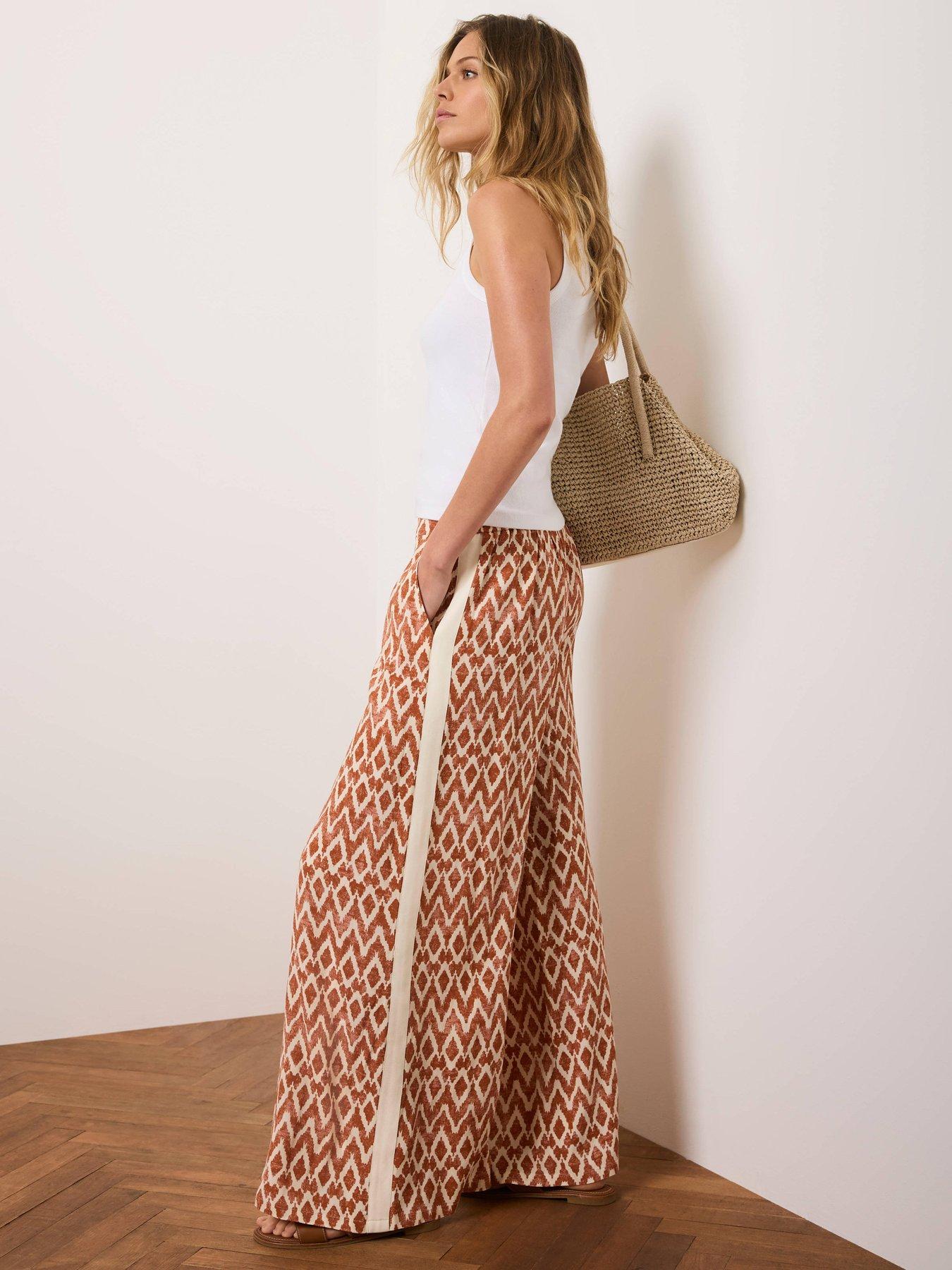 Image 4 of 6 of Mint Velvet Orange Geo Print Wide Trouser