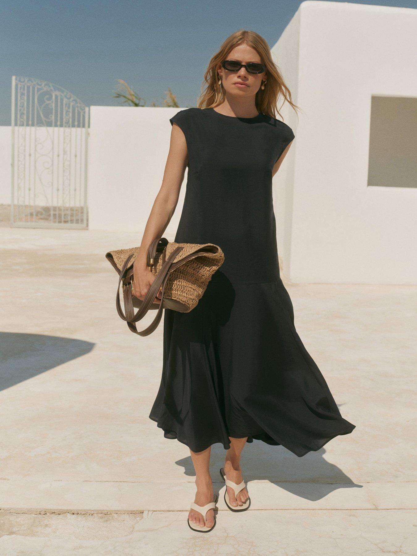 Mint Velvet Navy Full Hem Midi Dress - Blue