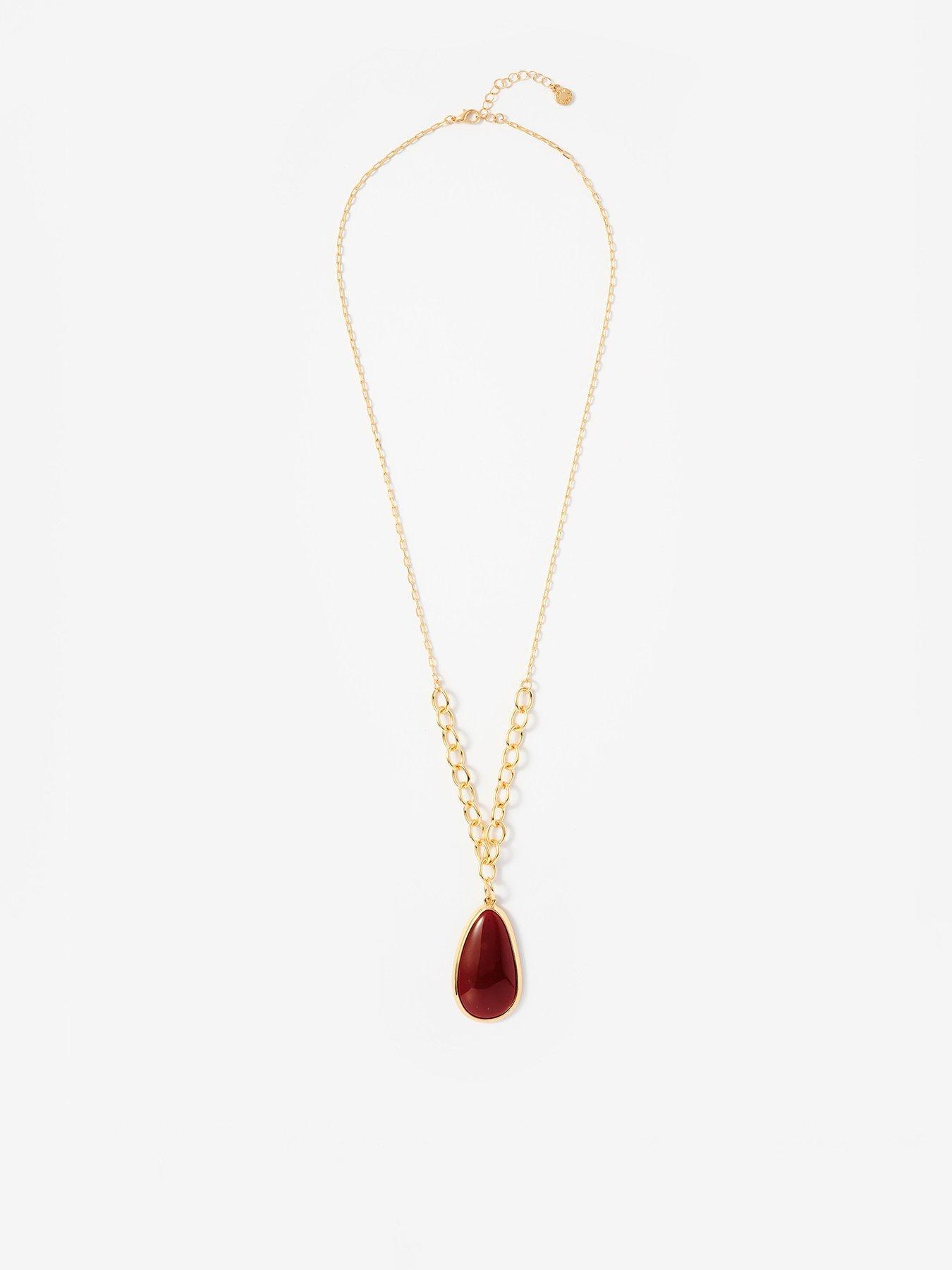 Image 1 of 4 of Mint Velvet Red Stone Long Pendant