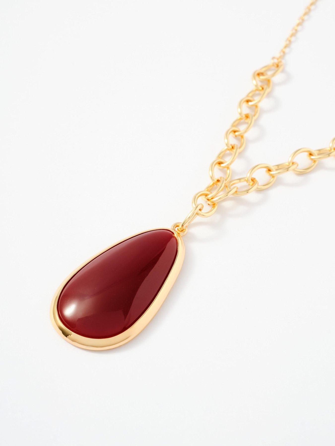 Image 4 of 4 of Mint Velvet Red Stone Long Pendant