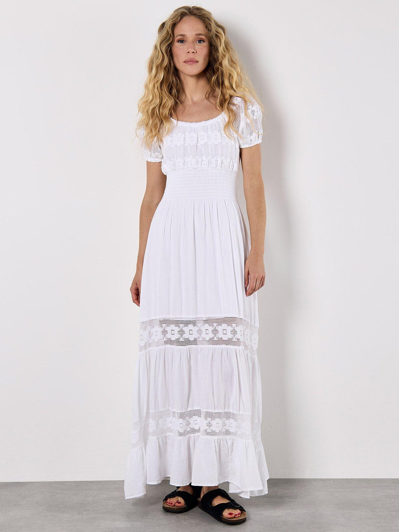 Apricot Apricot Floral Lace Milkmaid Maxi Dress