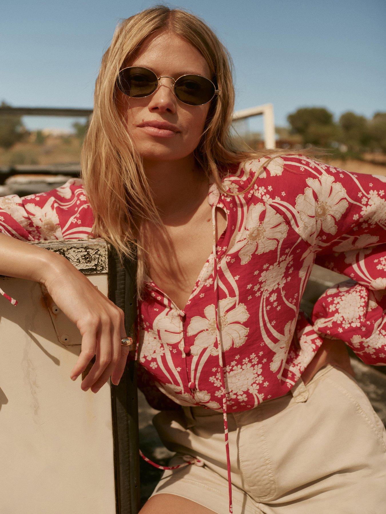 Image 2 of 6 of Mint Velvet Red Floral Print Blouse