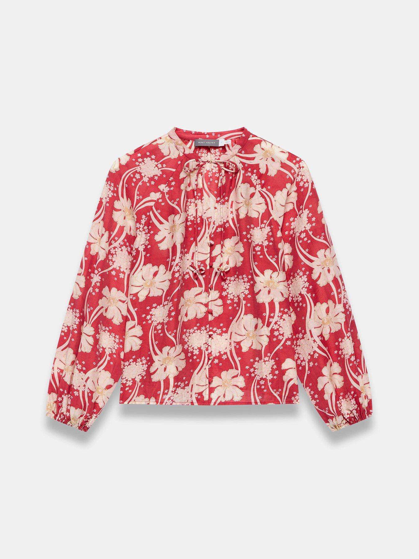 Image 5 of 6 of Mint Velvet Red Floral Print Blouse