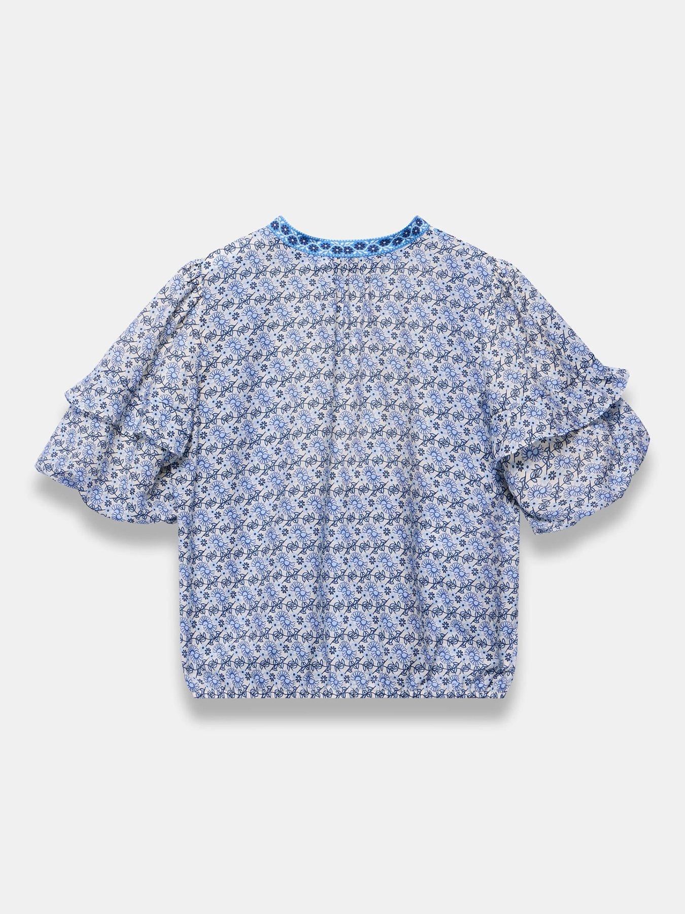 Image 6 of 6 of Mint Velvet Floral Print Puff Blouse - Blue