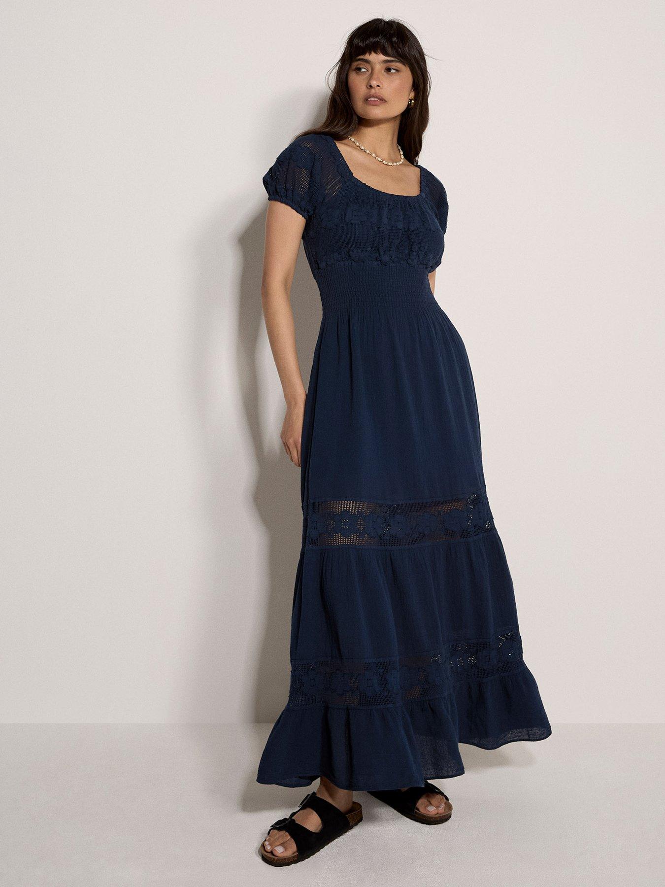Apricot Apricot Floral Lace Milkmaid Maxi Dress