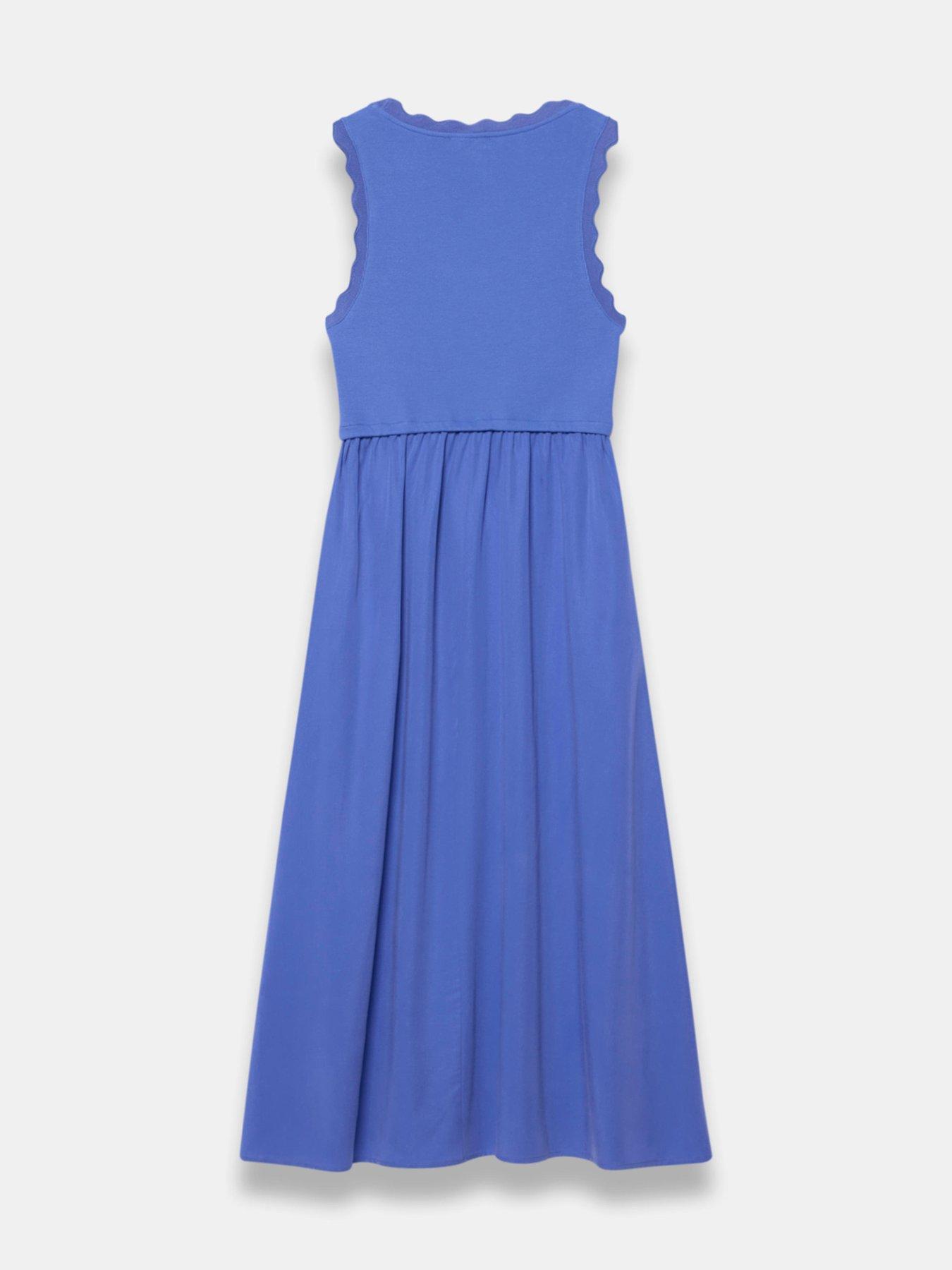  image of mint-velvet-scallop-detail-woven-mix-dress