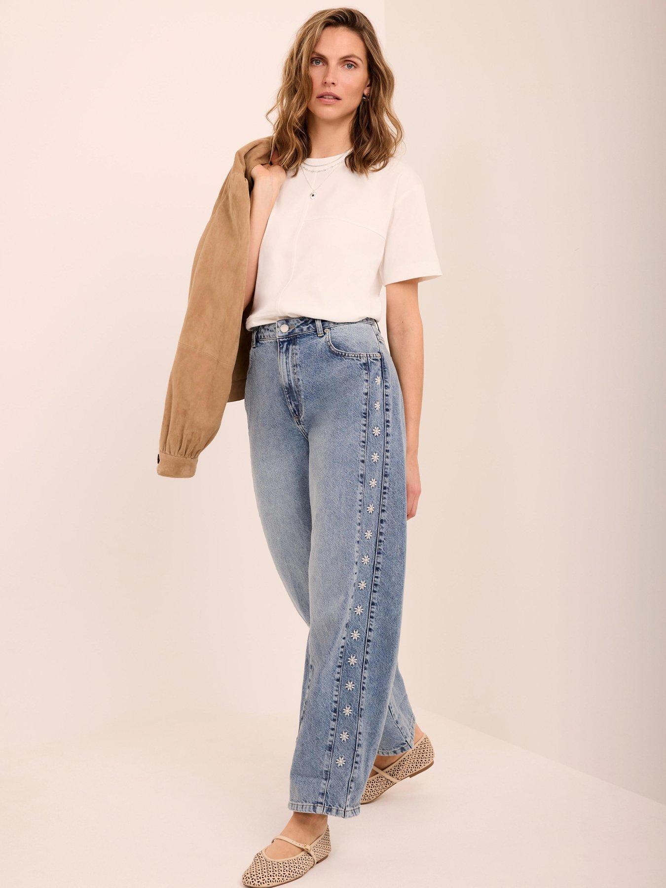 Mint Velvet Mid Indigo Embroidered Jean