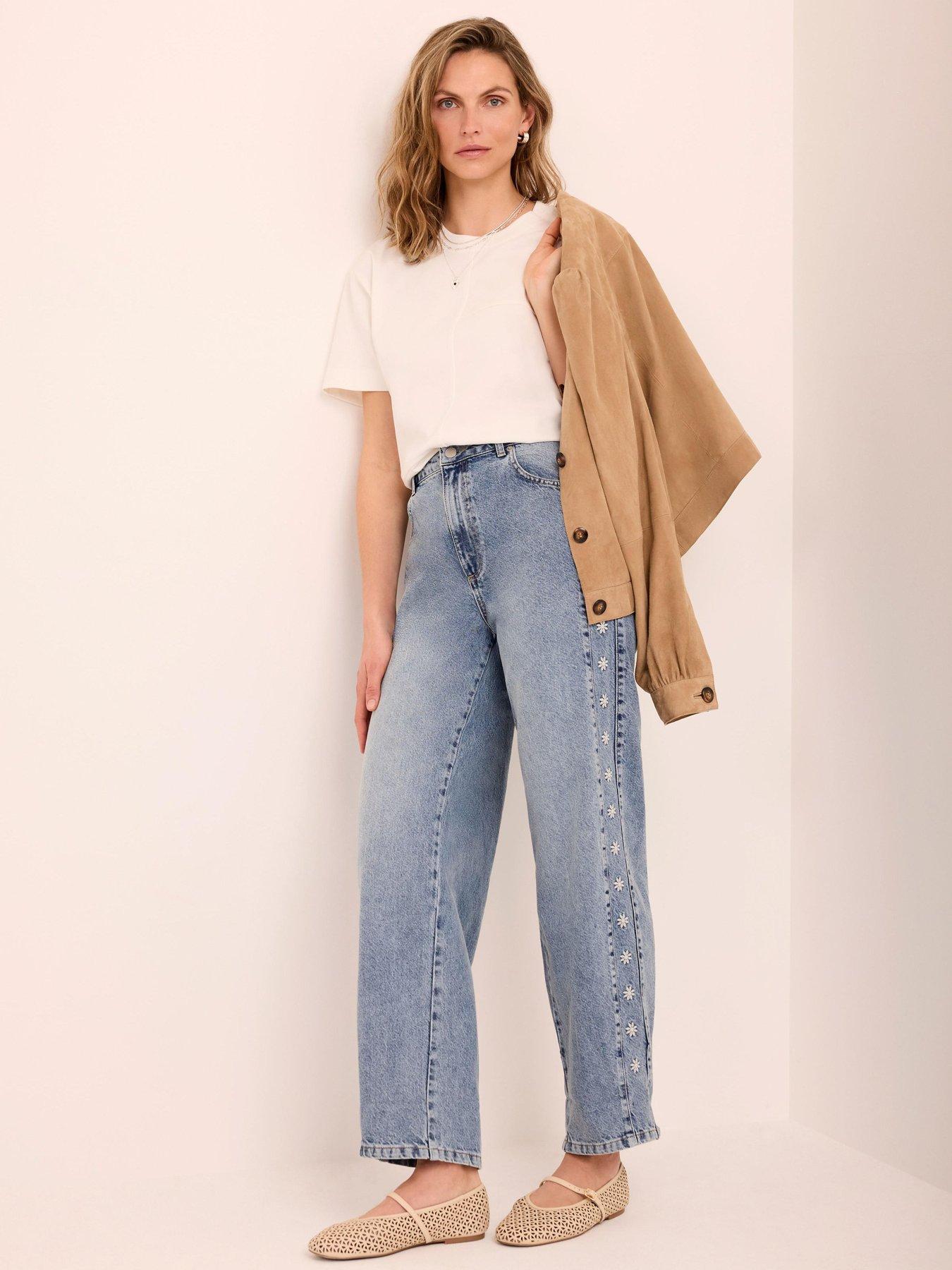 Image 3 of 6 of Mint Velvet Mid Indigo Embroidered Jean - Blue