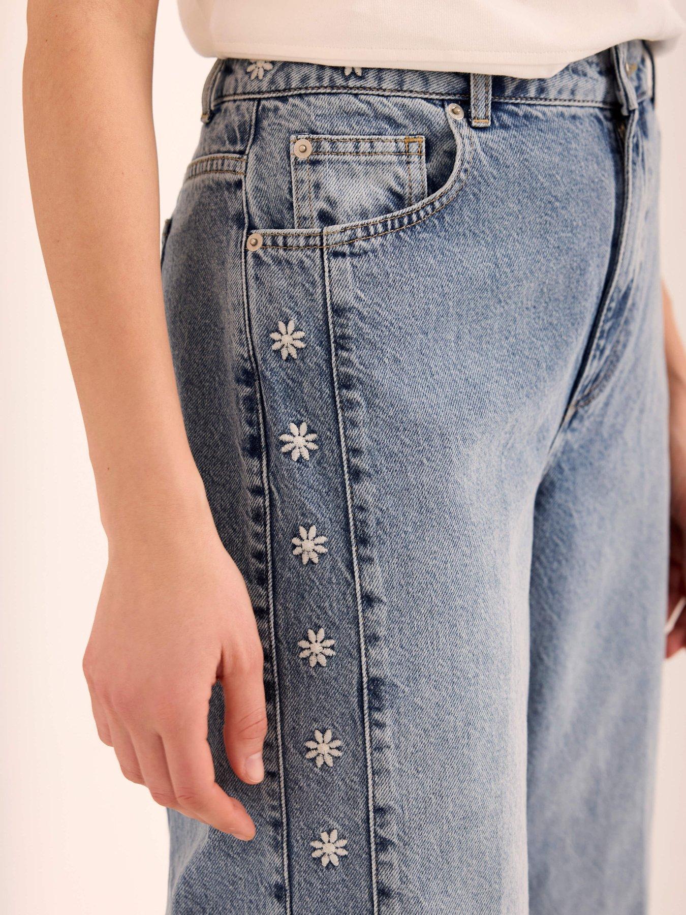 Image 4 of 6 of Mint Velvet Mid Indigo Embroidered Jean - Blue