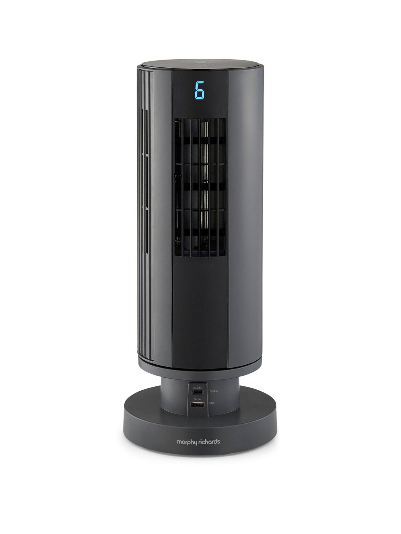 Morphy Richards AirFlex 14" Tower Fan with Built-In Device Charger - Grey