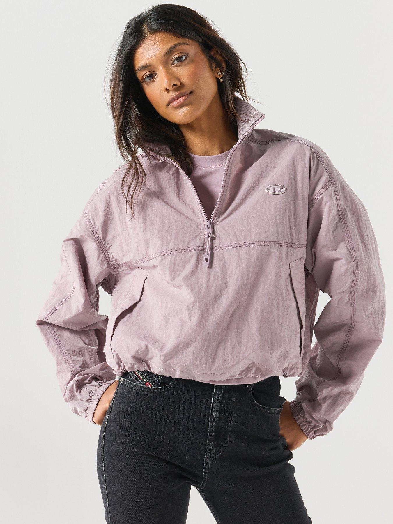 Image 1 of 6 of Diesel Relaxed Nylon Jacket with Mock Neck - Lilac