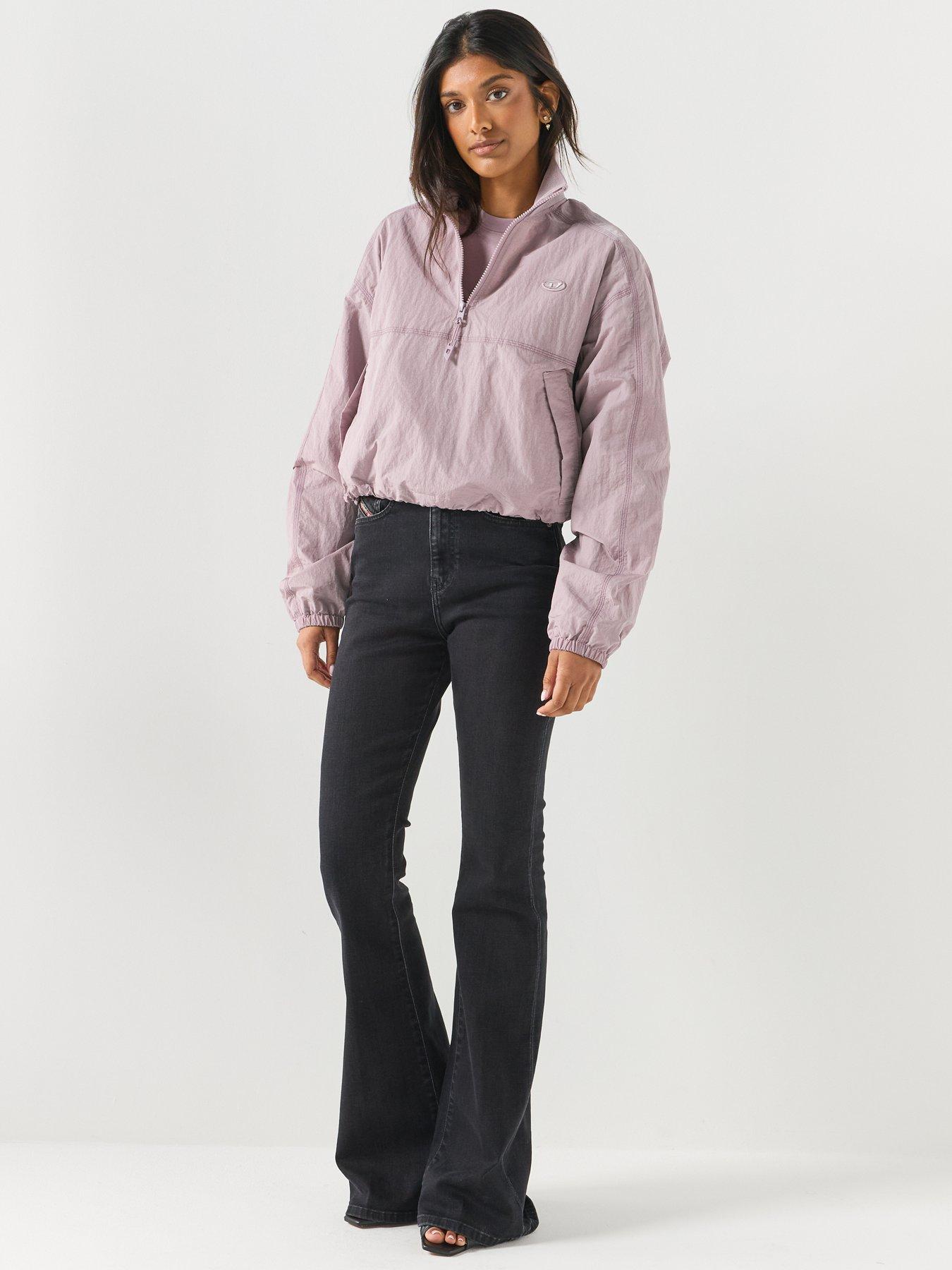 Image 3 of 6 of Diesel Relaxed Nylon Jacket with Mock Neck - Lilac