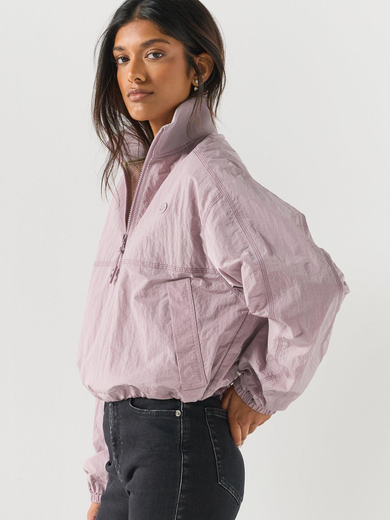 Image 5 of 6 of Diesel Relaxed Nylon Jacket with Mock Neck - Lilac