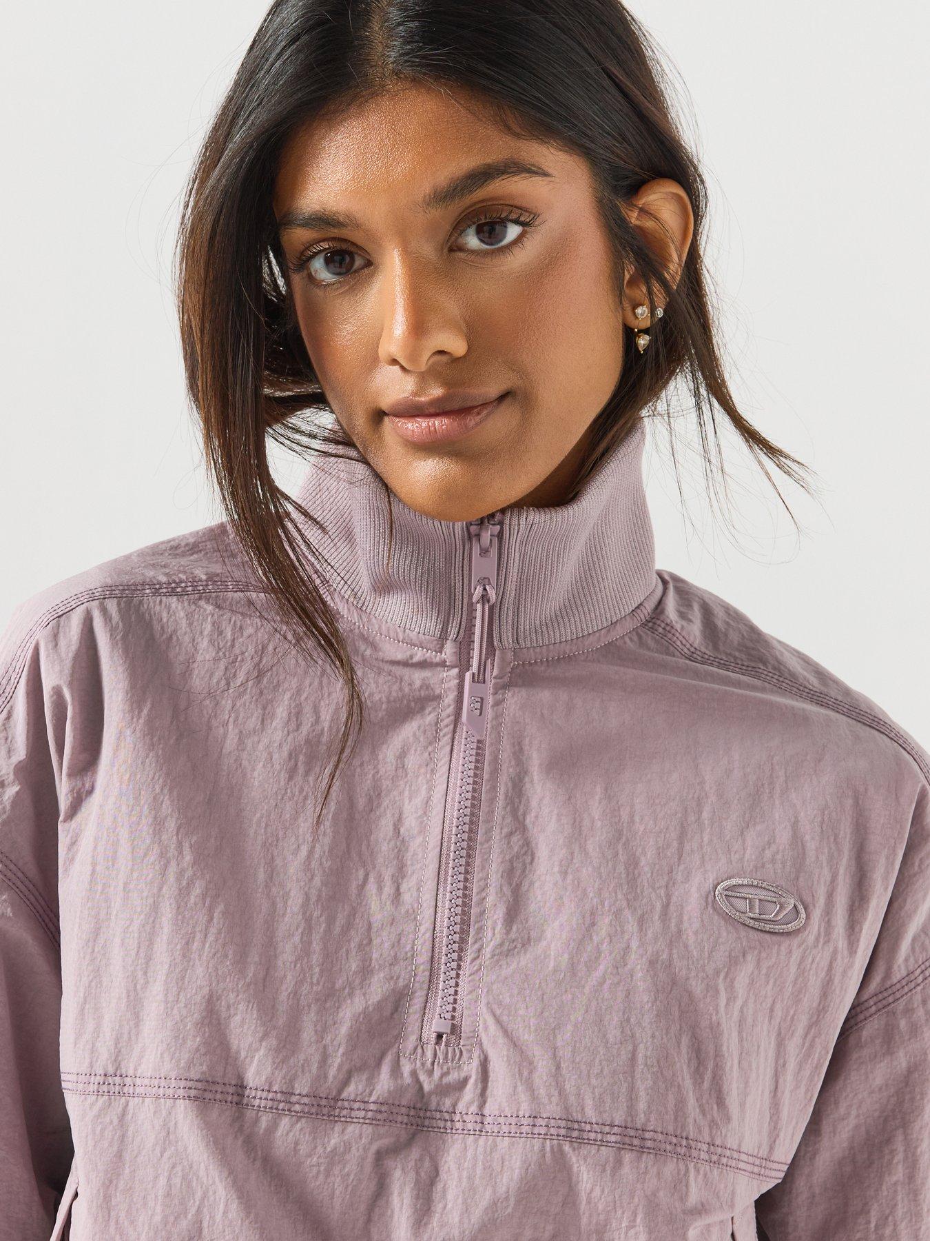 Image 6 of 6 of Diesel Relaxed Nylon Jacket with Mock Neck - Lilac