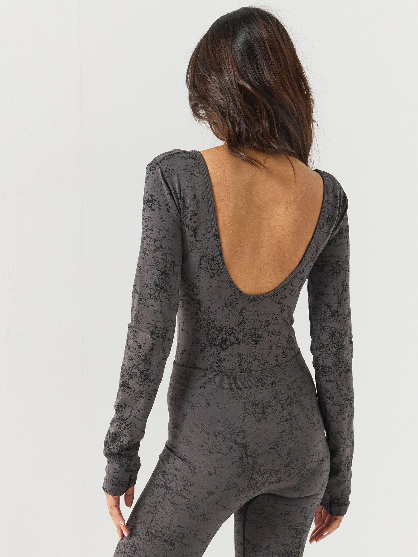 Image 2 of 6 of Diesel Open-Back Bodysuit with Utilitarian Print - Black