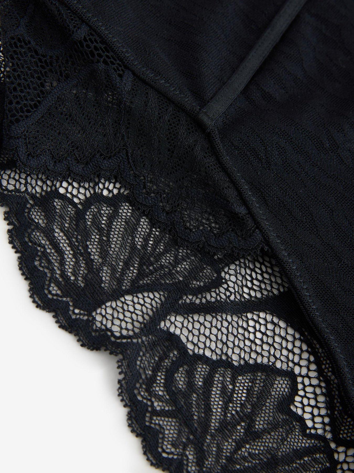 Image 6 of 6 of Lipsy All Over Lace High Waist Briefs - Black