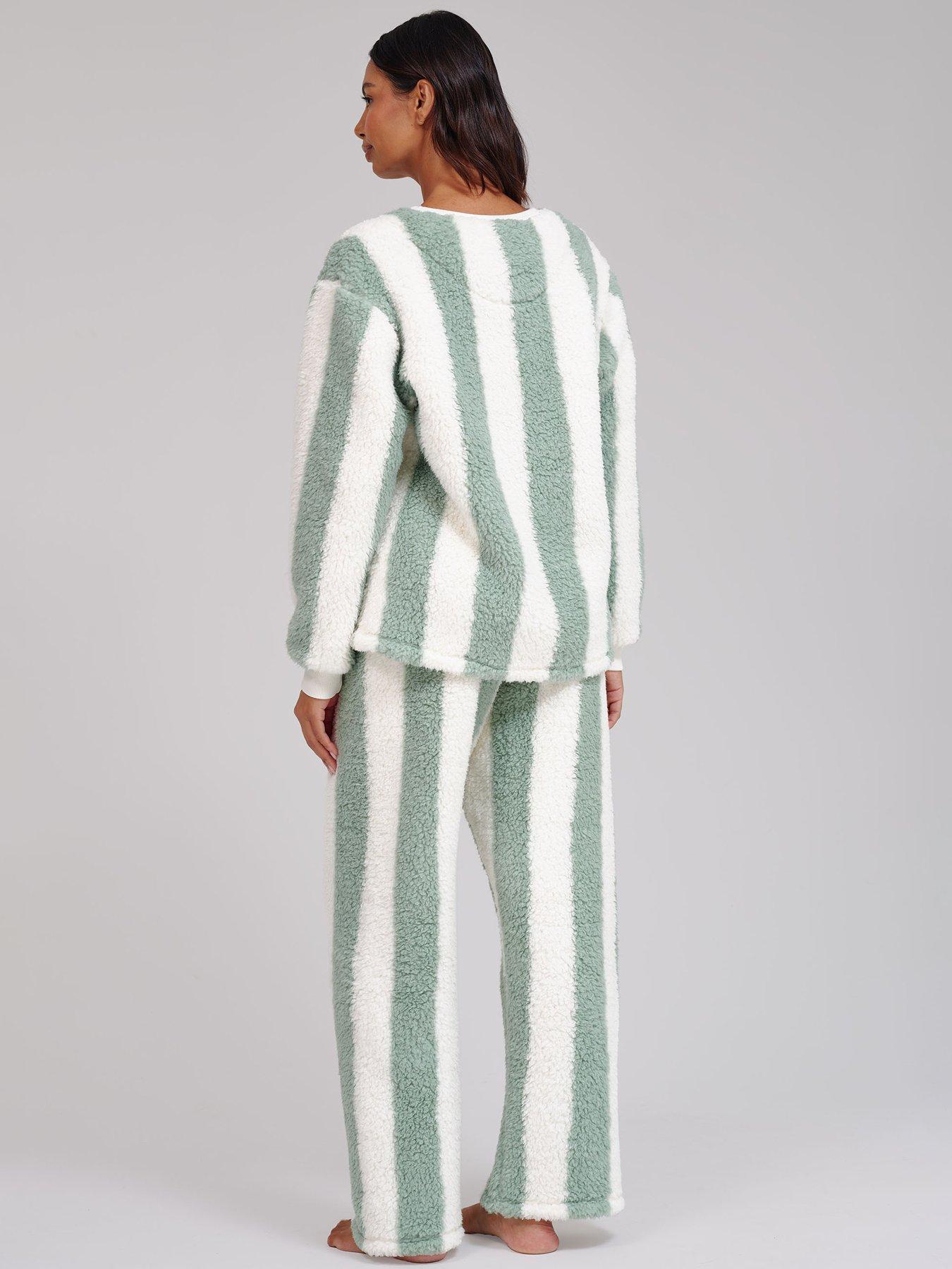 Image 2 of 4 of Loungeable Sherpa Round Neck Top &amp; Wide Leg Twosie Lounge Set - Multi