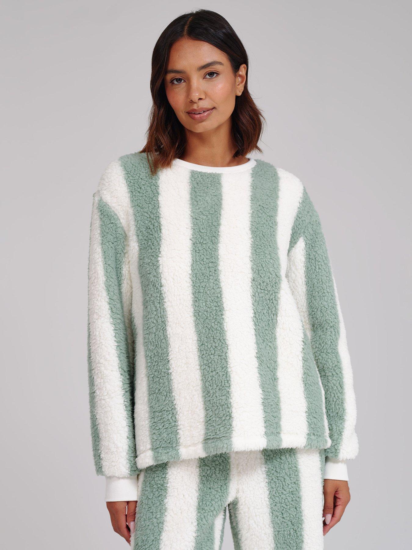 Image 3 of 4 of Loungeable Sherpa Round Neck Top And Wide Leg Twosie - Green