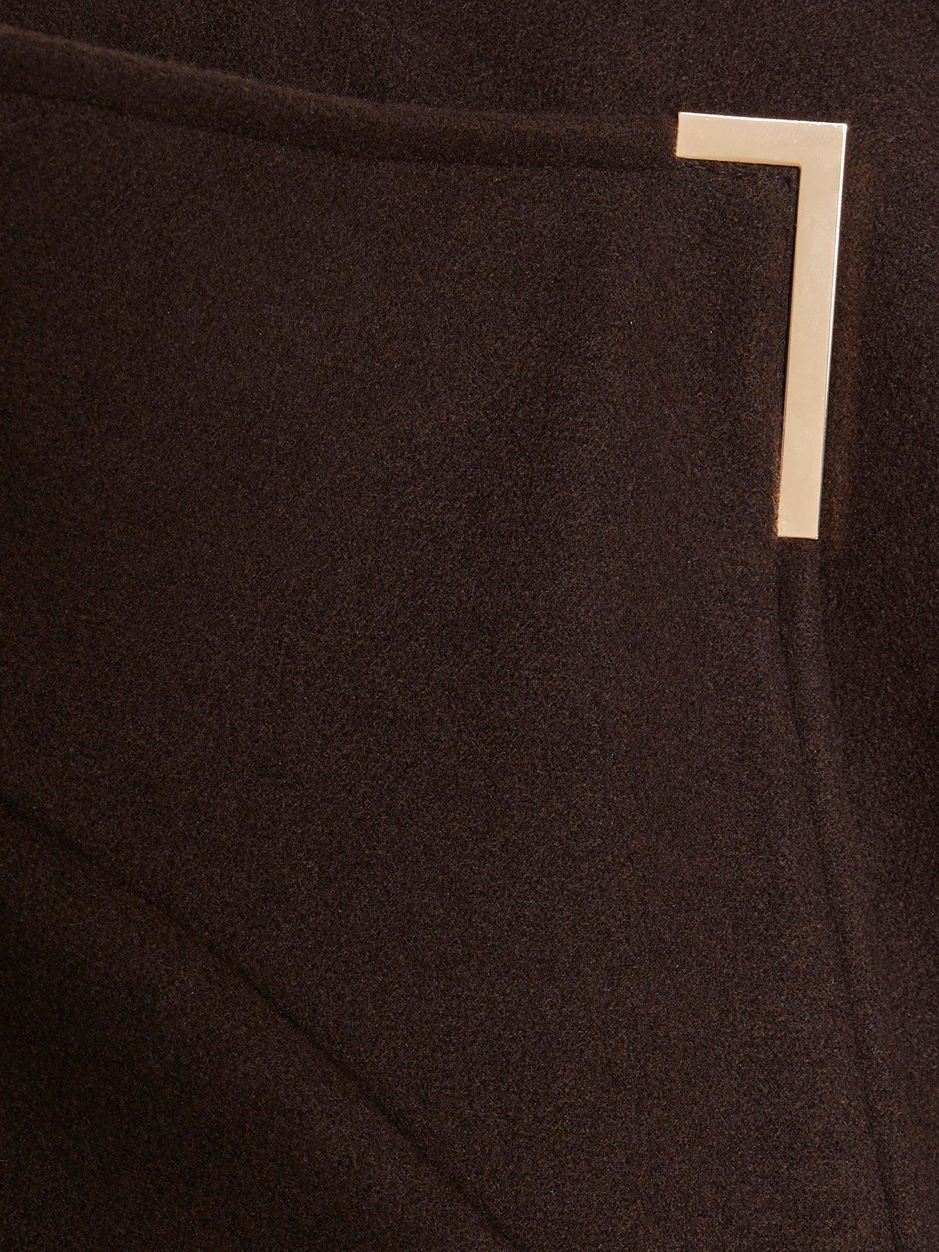 Image 6 of 6 of River Island Womens Belted Longline Coat - Brown