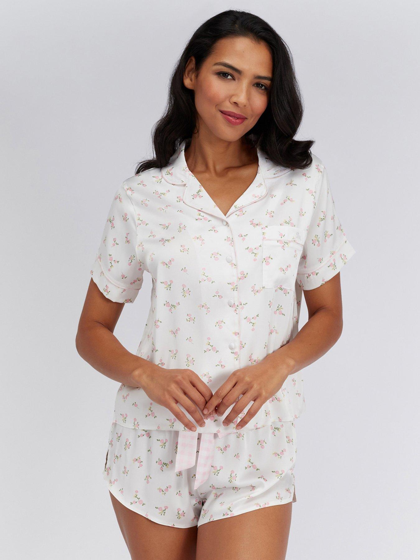 Boux Avenue Boux Avenue Floral Satin Short Pj Set - Ivory Mix