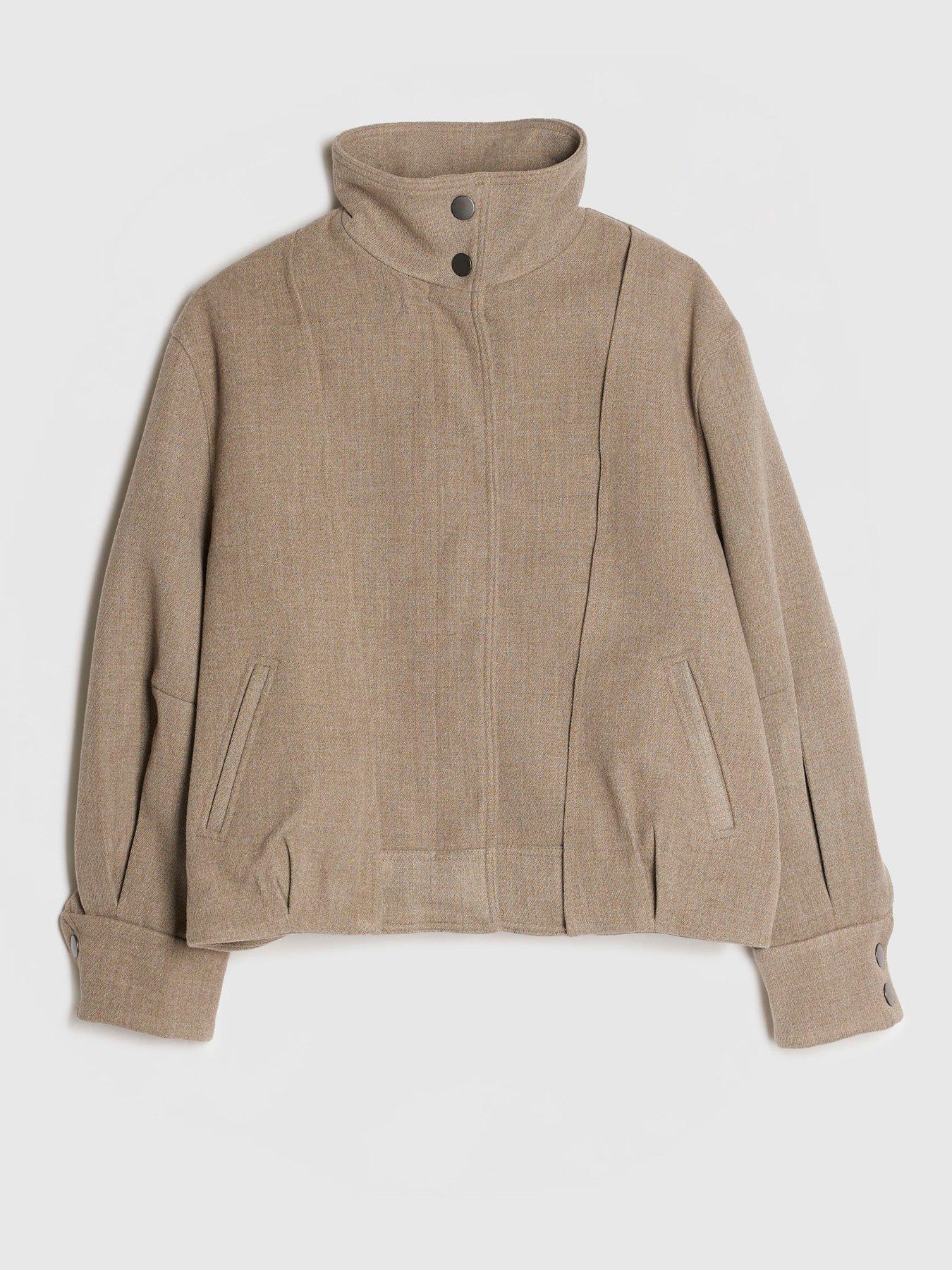 Image 4 of 5 of River Island High Neck Bomber Jacket - Brown
