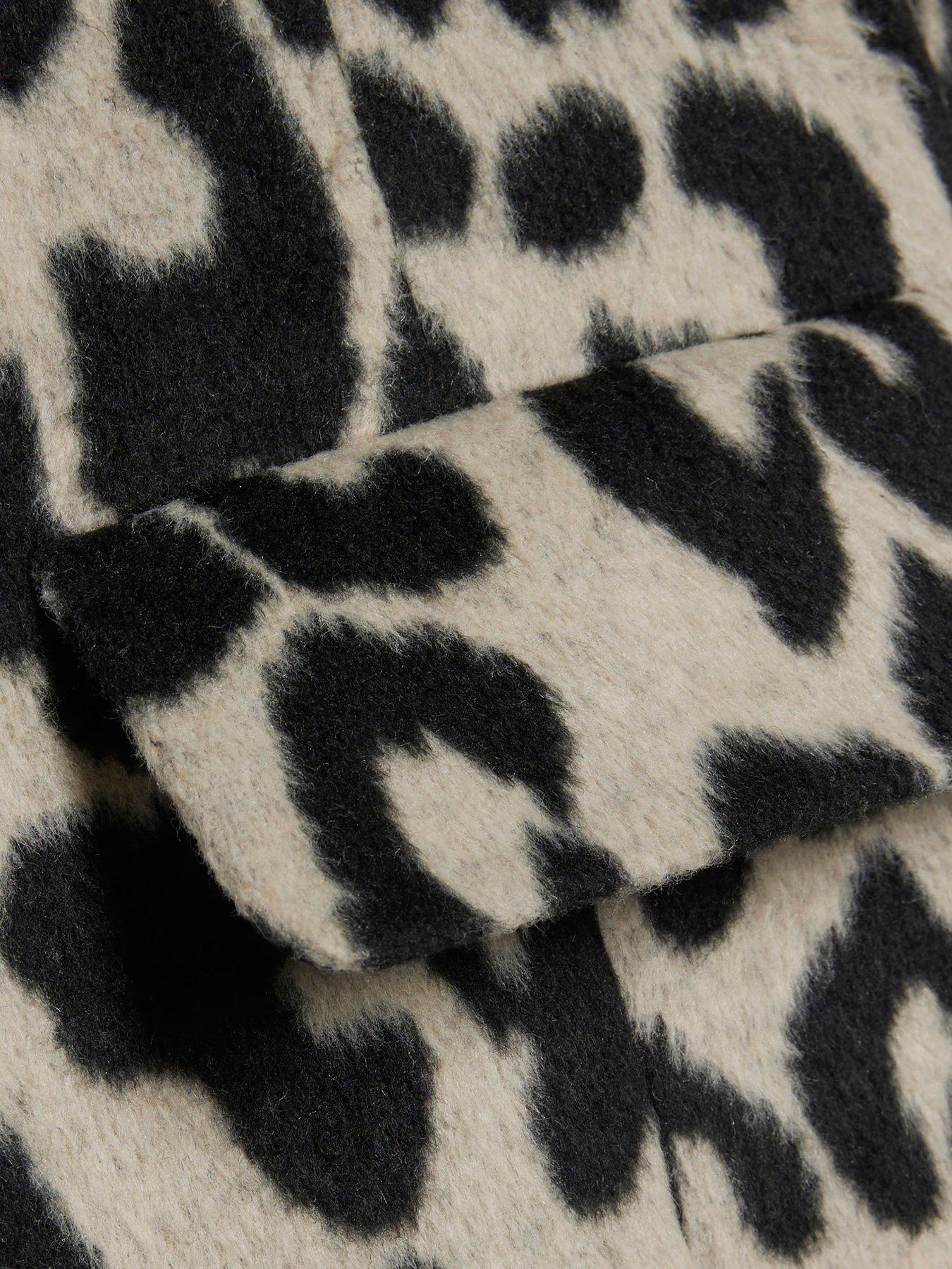 Image 6 of 6 of River Island Womens Leopard Longline Single-Breasted Duster Coat - Brown