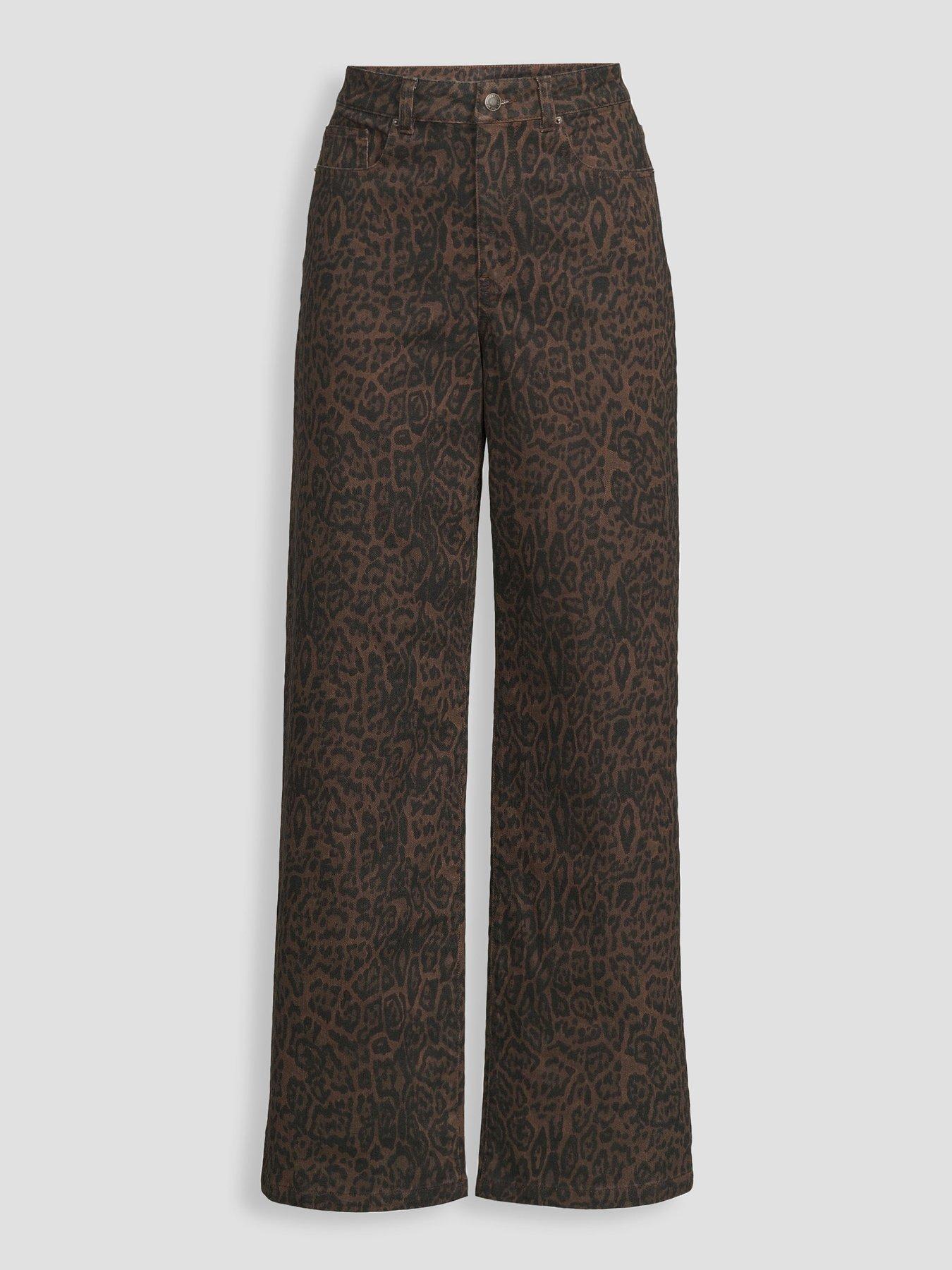 Image 7 of 7 of The Very Collection Short Leopard Print Straight Leg Jeans - Brown