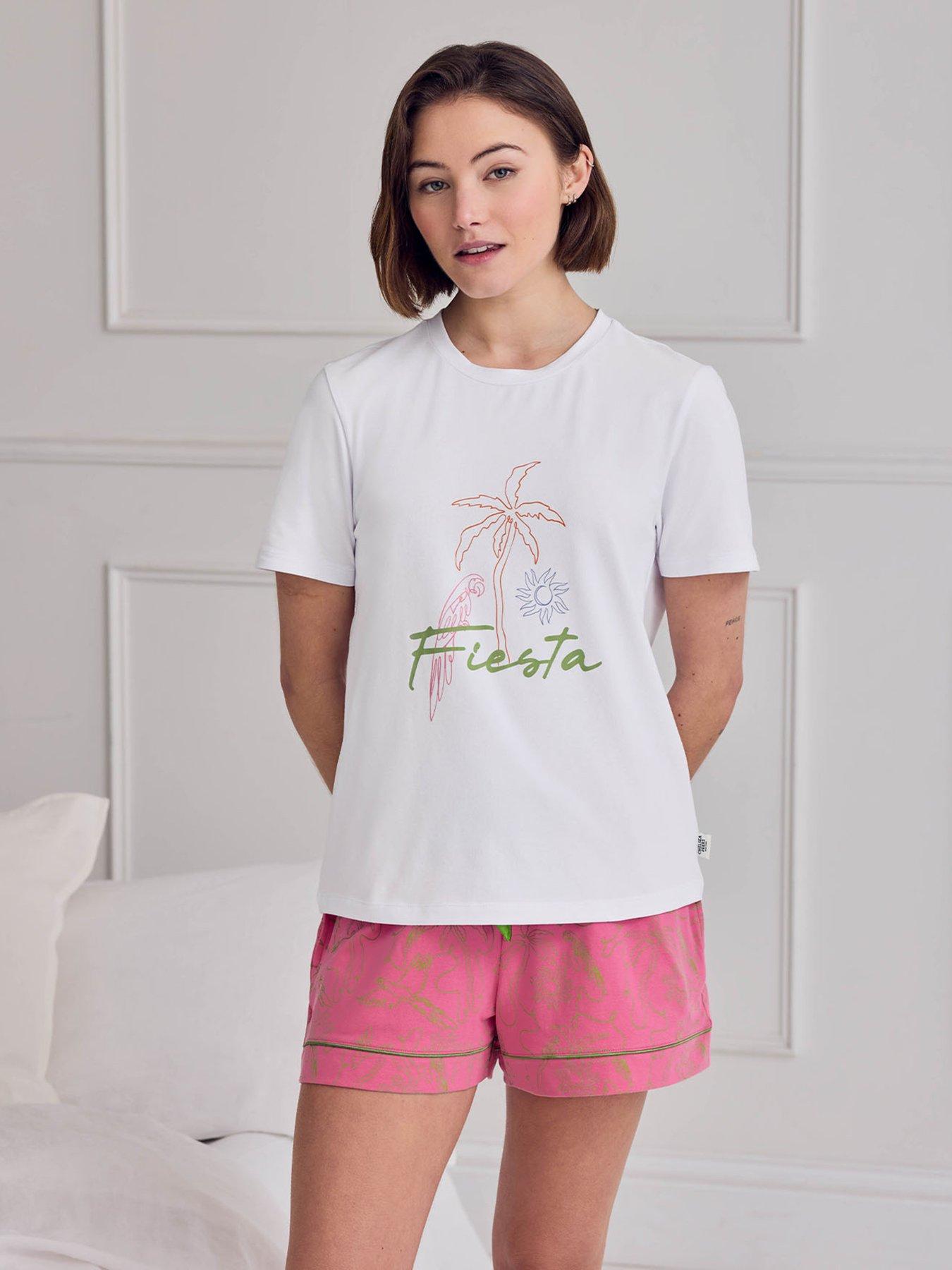 CHELSEA PEERS Cotton Fiesta Graphic Print Short Pyjama Set - Pink