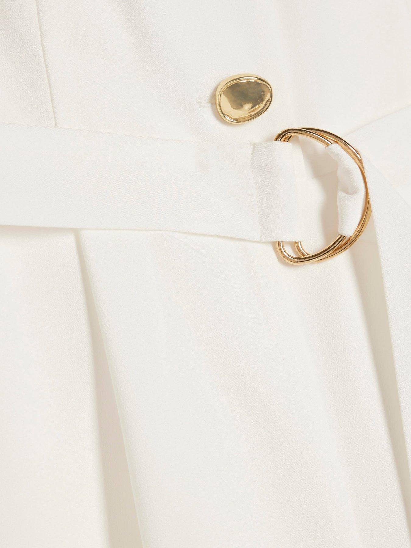 Image 3 of 3 of River Island Button Detail Playsuit - White