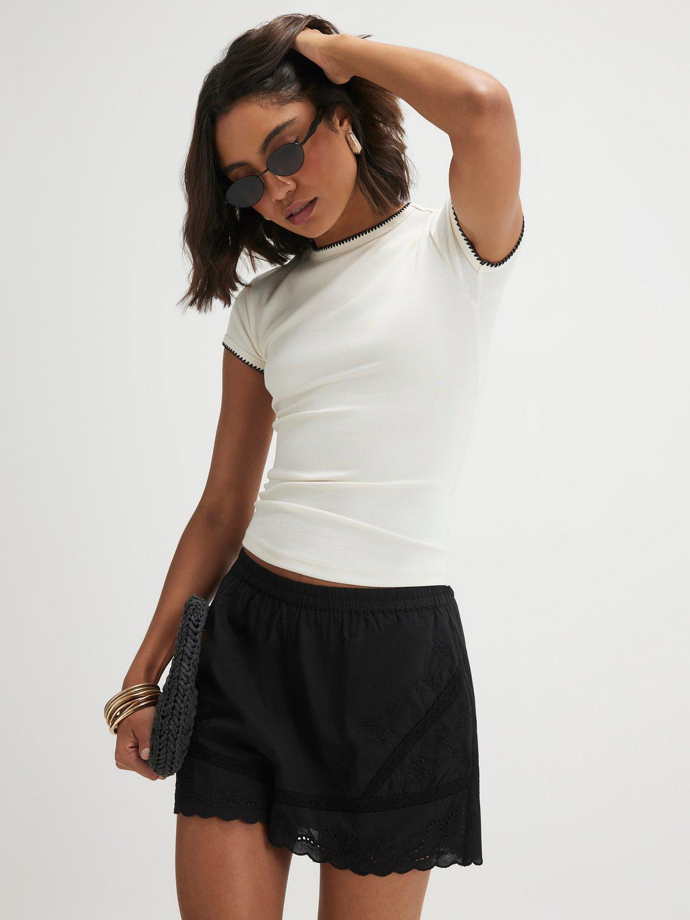 River Island Whipstitch Baby T-Shirt - White