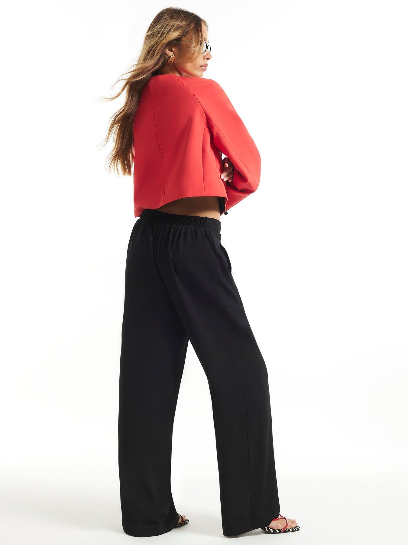 Image 2 of 6 of River Island Womens Smart Slim Twill Drawstring Joggers - Black