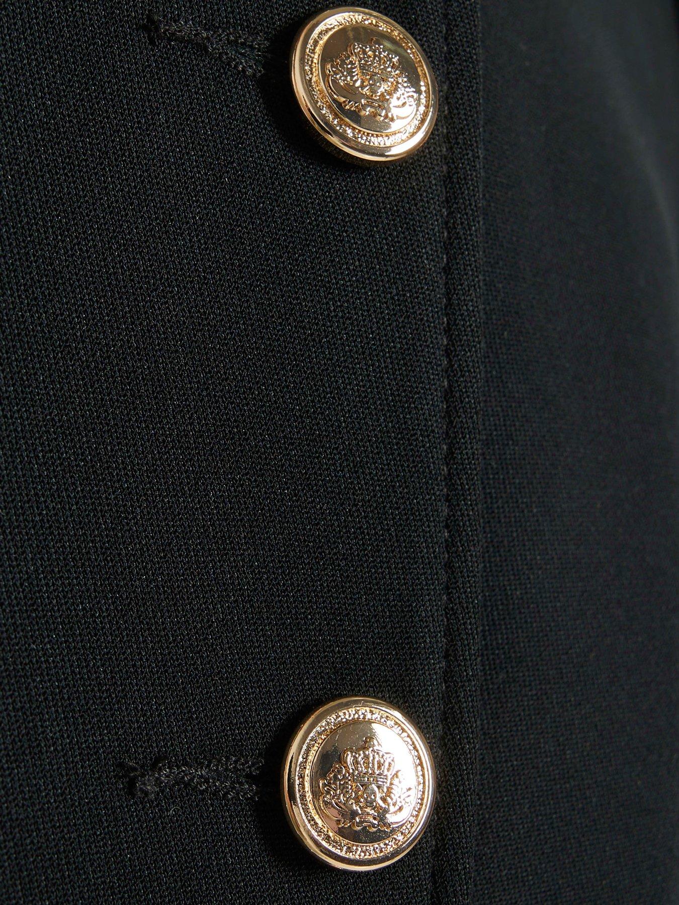 Image 6 of 6 of River Island Womens High Neck Button Through Military Jacket - Black