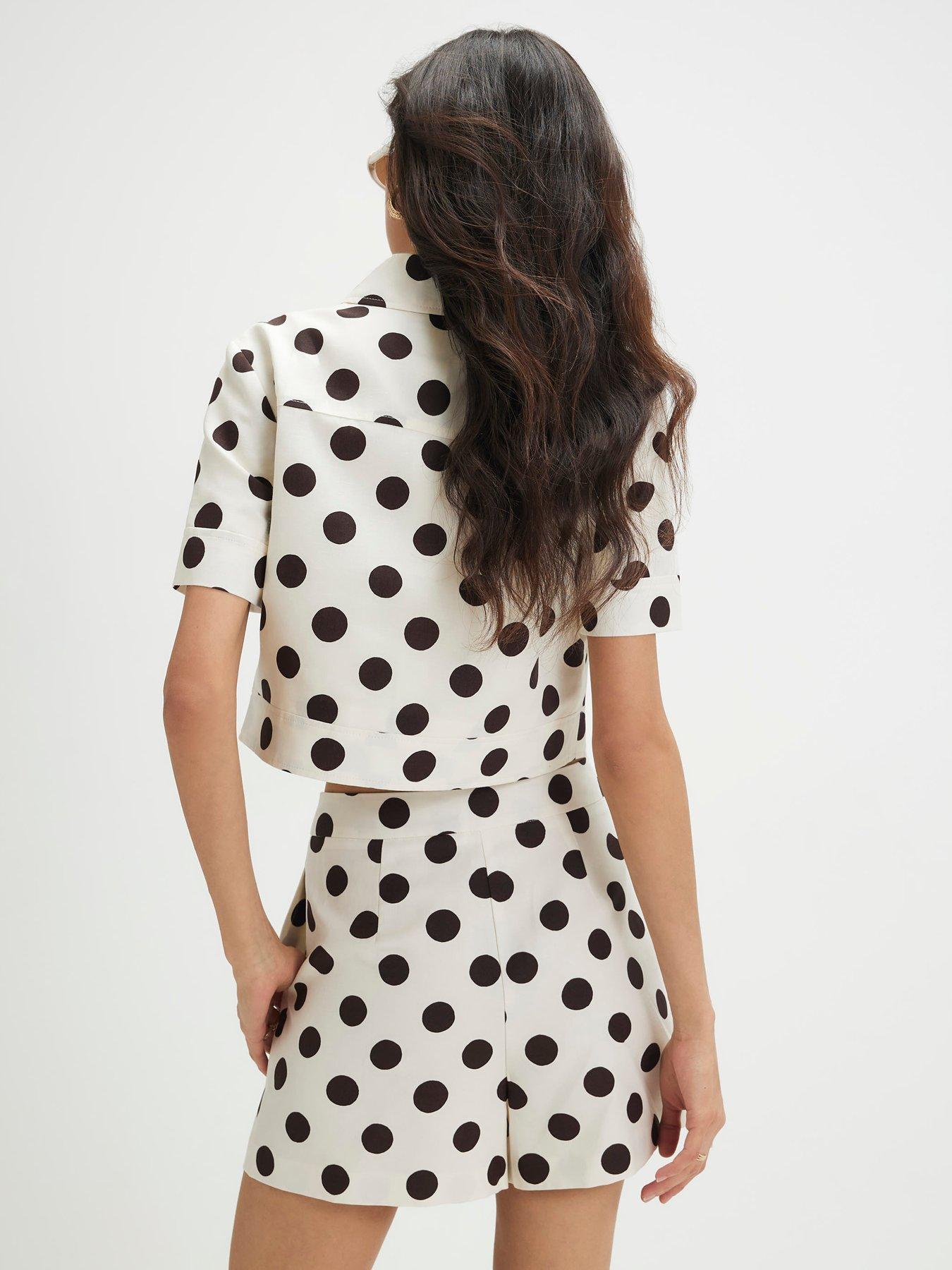 Image 2 of 6 of River Island Roklov Polka Dot Easy Co-Ord Short - White