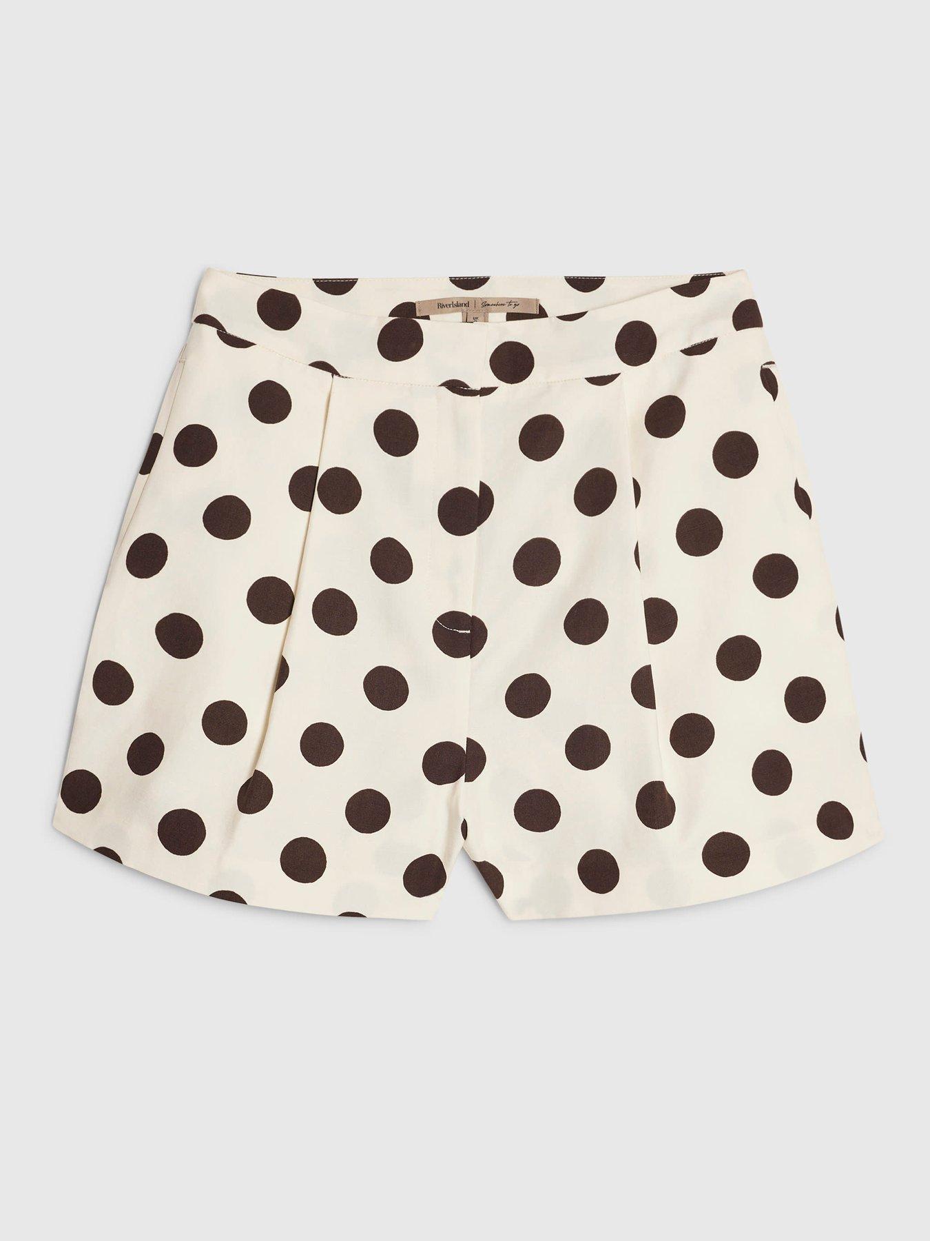 Image 5 of 6 of River Island Roklov Polka Dot Easy Co-Ord Short - White