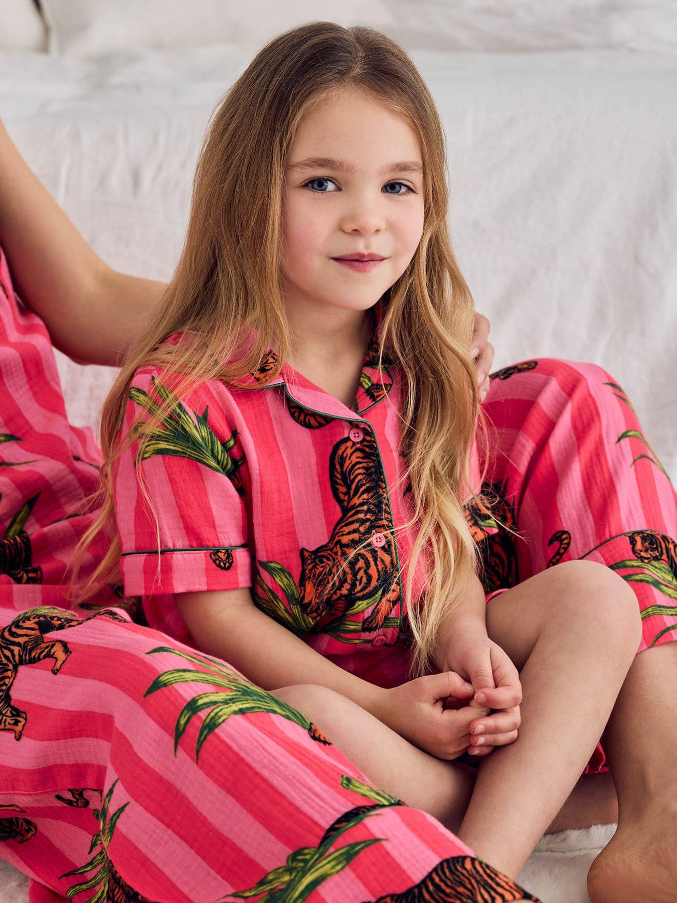 Image 7 of 7 of CHELSEA PEERS Cheesecloth Cottontiger Stripe Print Cami Long Pyjama Set - Pink