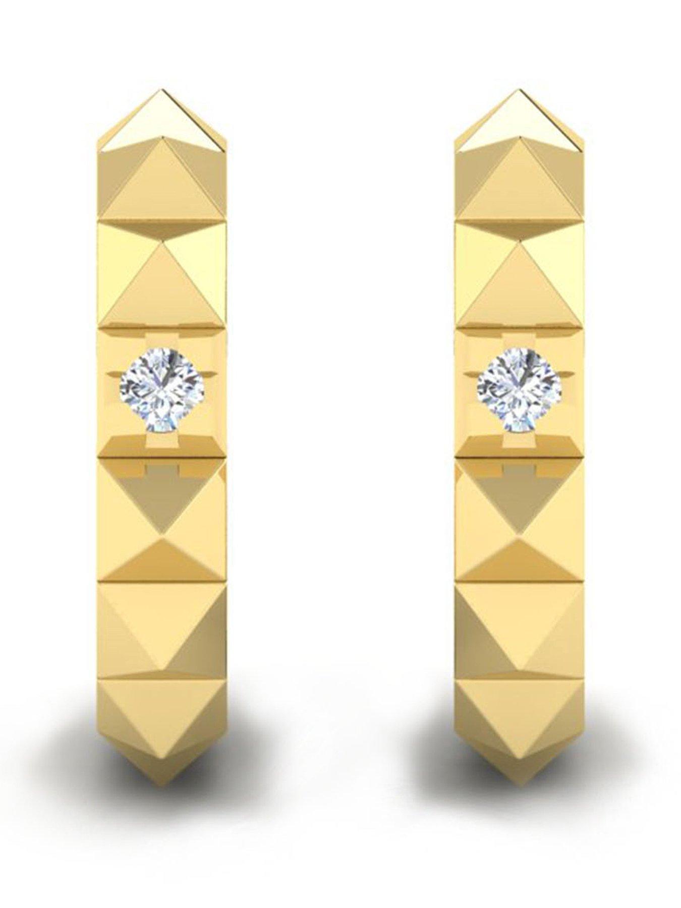 Kleora PYRAMID Modern Electrum Diamond Pyramid Hoop Earrings